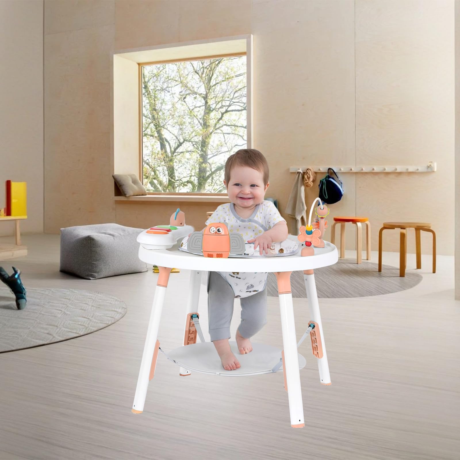 UBRAVOO Centro de Actividades para Bebés, Mesa para Bebés 3 en 1 con Juguetes Extraíbles y Asiento Giratorio 360°, Ideal para el Desarrollo y Entretenimiento del Niño Pequeño (Verde) (Rosa)