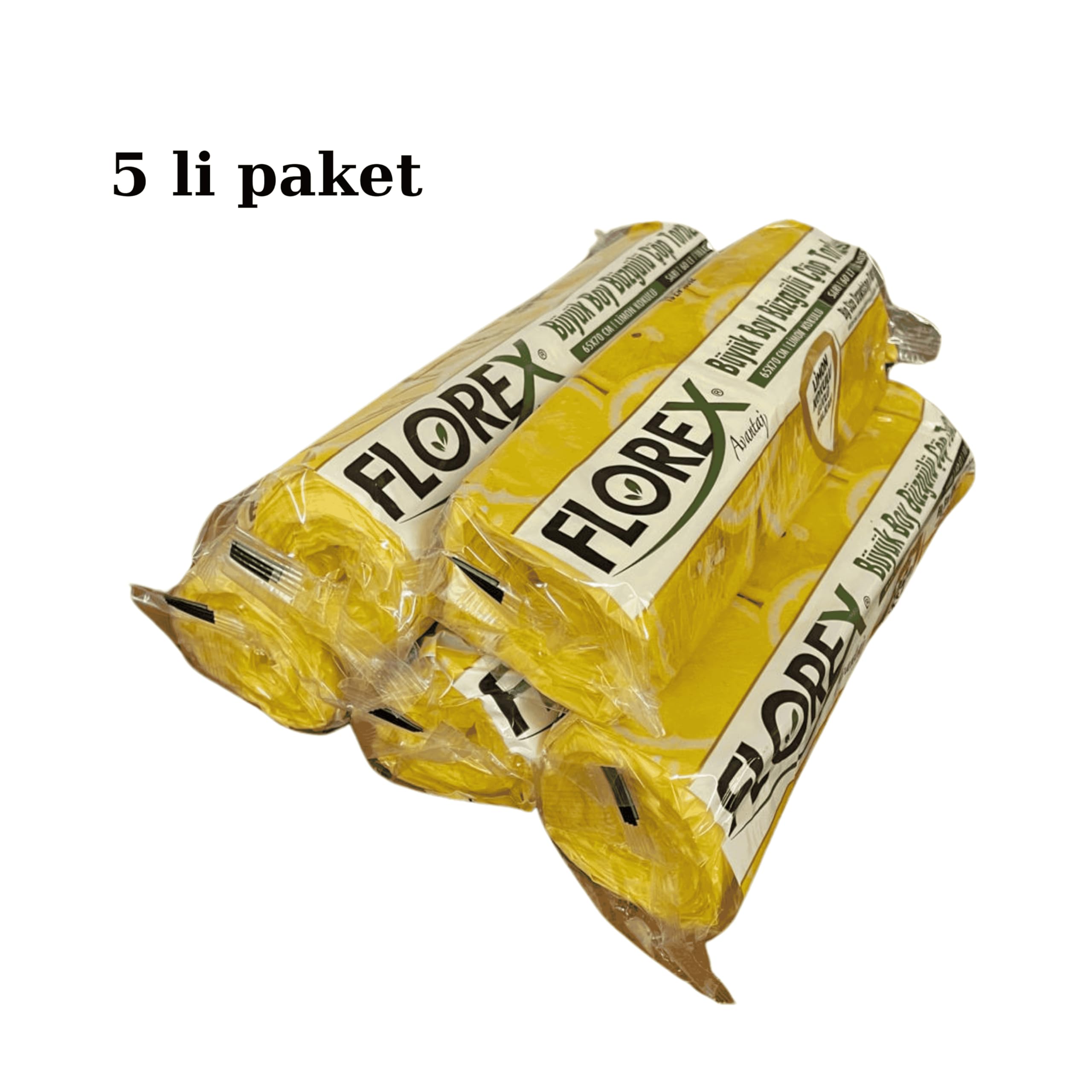 BYBARS Büzgülü Limon Kokulu Büyük Boy Çöp Poşeti 65x70 5 Rulo