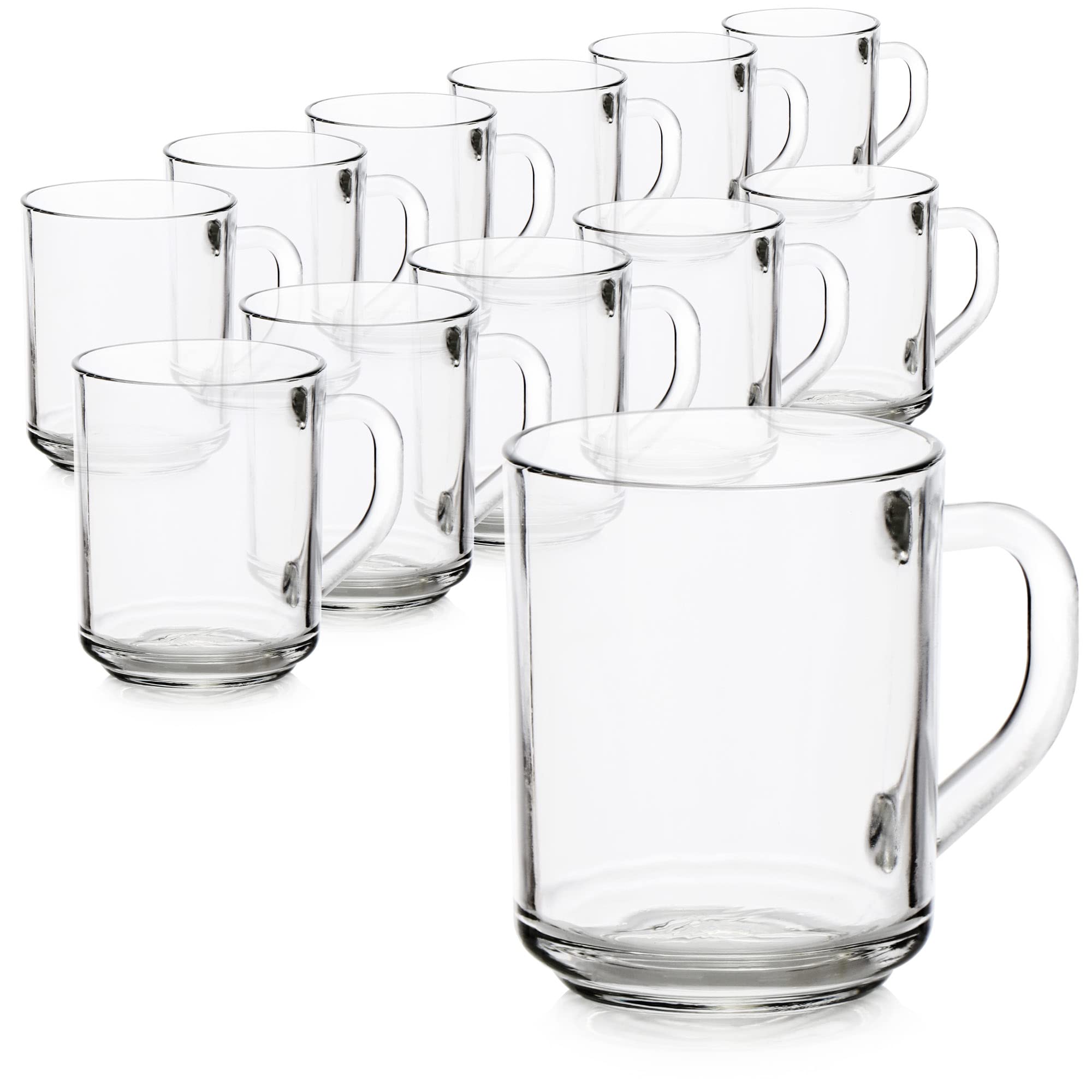 com-four® 12x Bicchiere da tè - Tazze con manico per tè e caffè - Ideale per bevande calde, cacao, latte macchiato e cappuccino (12 pezzi - 240ml)