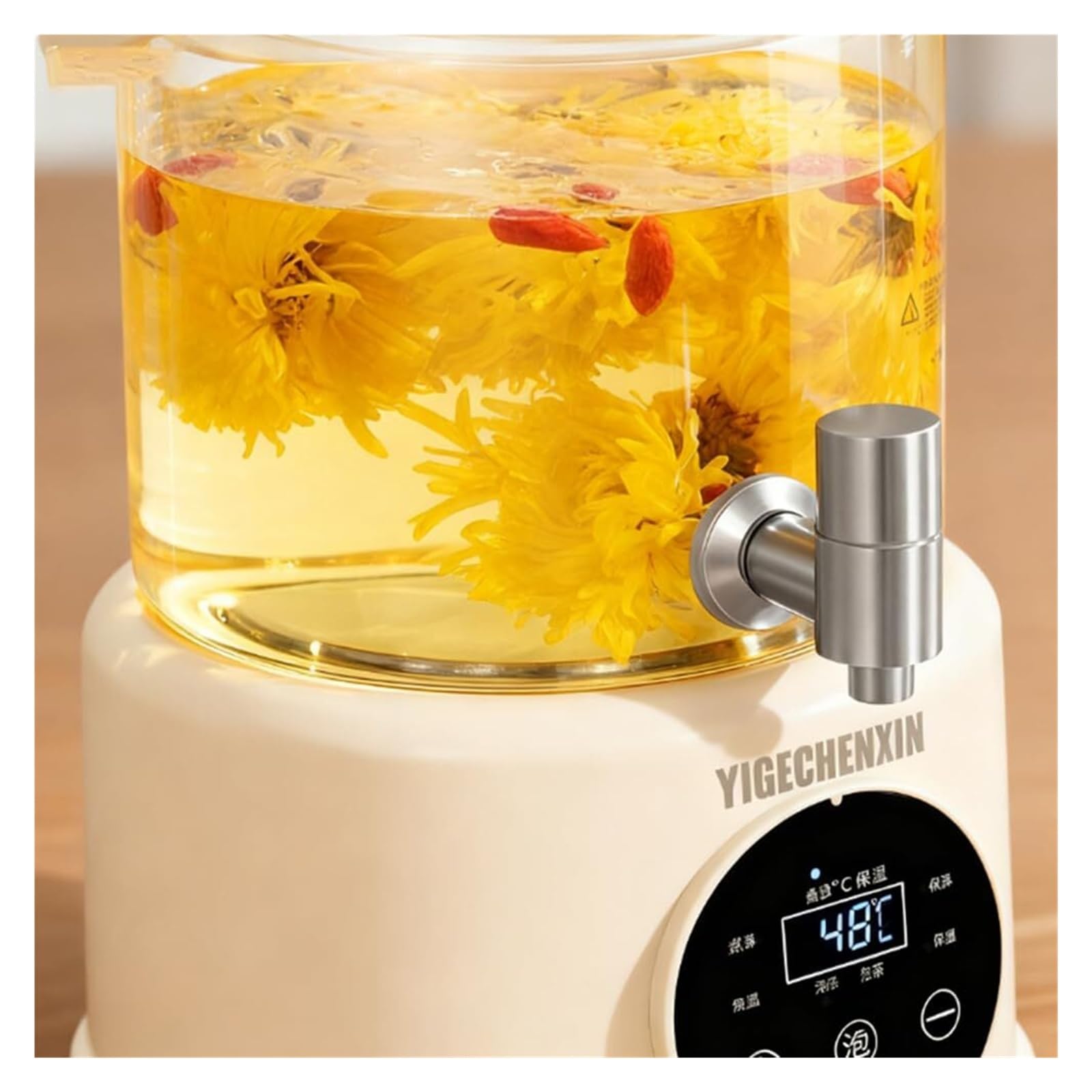 Hervidor eléctrico de 4 l de calentamiento rápido de 1000 W con infusor de té y control de temperatura, retención de calor las 24 horas for sopa, gachas y hierbas 4 l