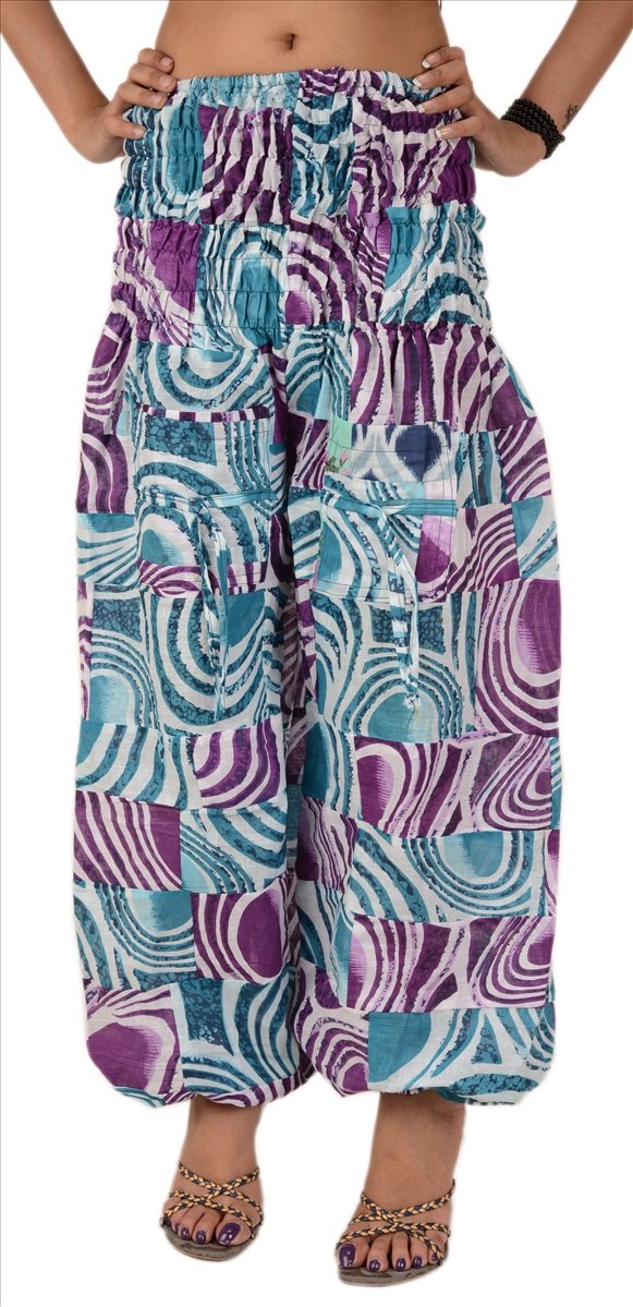 Women New Aladdin Pajama Cotton Pant Printed Elastic Floral Multi