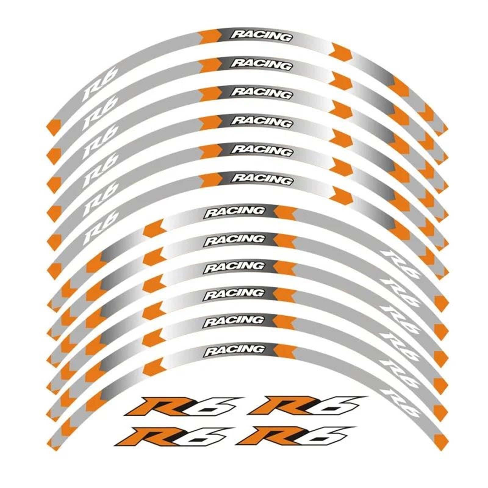 Stickers Motorcycle Wheel Stickers Night Reflective Decorative Rim for Yamaha YZFR6 YZF R6(Style 1)