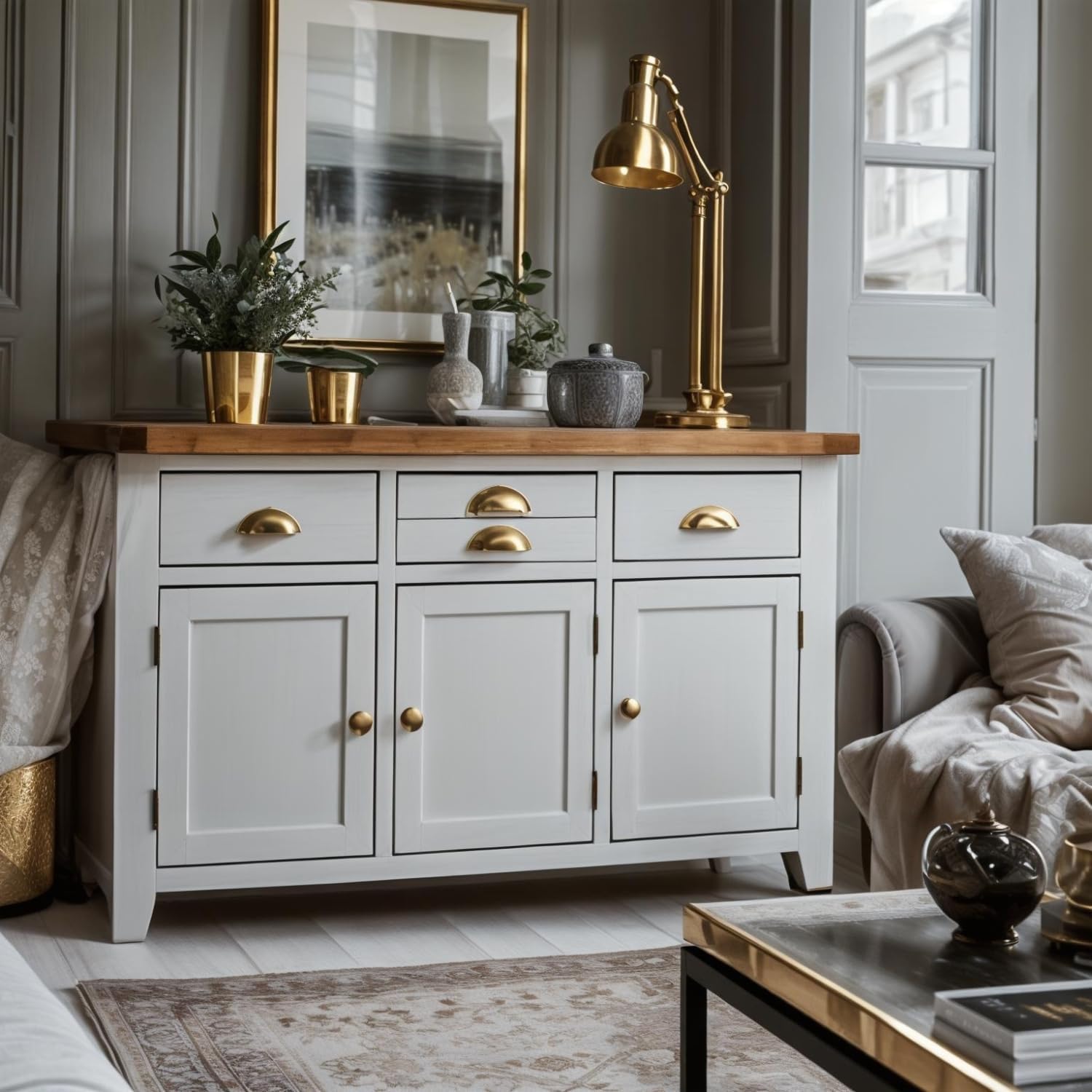 Dovetail Grey Large Sideboard / 3 Door 3 Drawer/Dining Room Storage