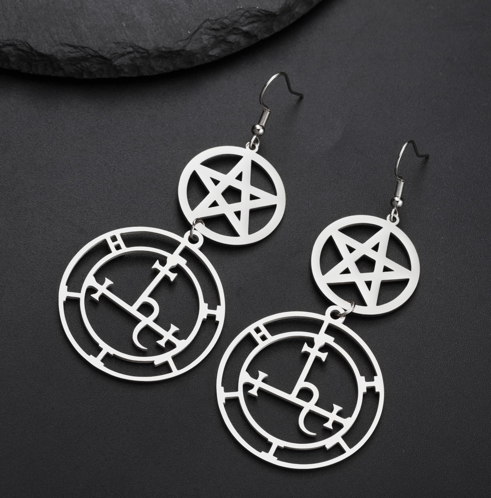 Sigilo de Lilith Pendientes colgantes para mujer Gótico Diosa Sello de demonios Símbolo de Lucifer Mitología Joyería pagana