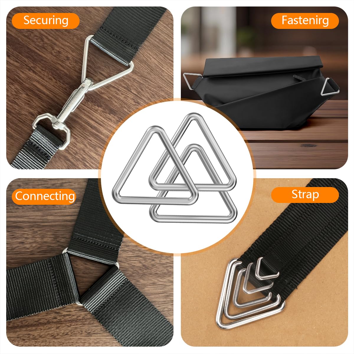 20 Anneaux Triangulaires Dorés En Métal Soudé – Boucles De Liaison Solides Pour Sacs, Ceintures, Sangles Et Accessoires DIY