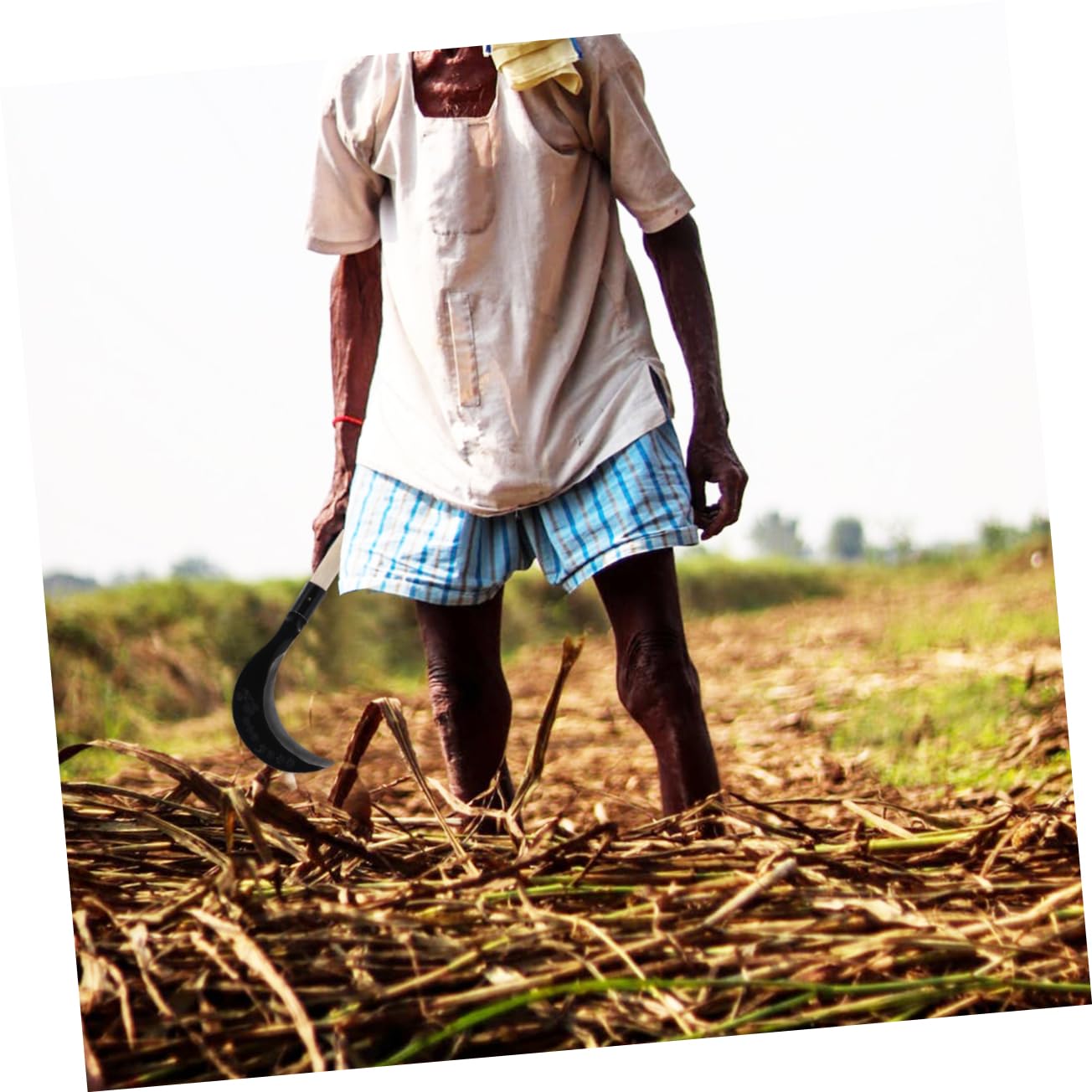 Hemoton Gardening Grass Knife Manganese Scythe with Long Handle Durable Weeding Tool for Easy Cultivation Comfortable Grip for One Handed Use