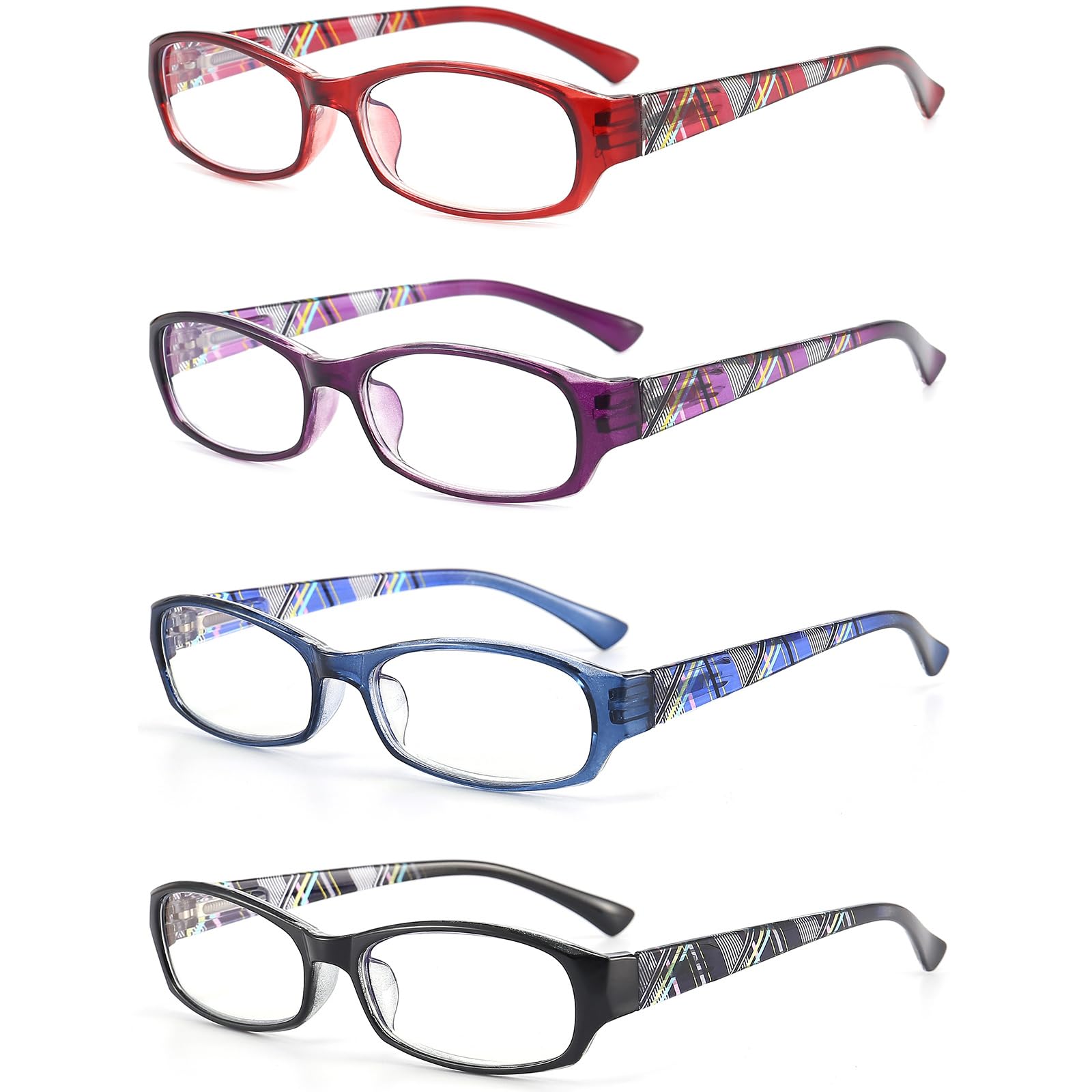 Gafas de lectura con bloqueo de luz azul para mujeres, marco rectangular para lectores de computadora con bisagra de resorte