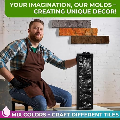 Miniatura 5 de 5 moldes de plástico ABS de 0.079 in para pared de yeso de hormigón, baldosas de cemento de piedra, molde de losa de cemento de pared, moldes de