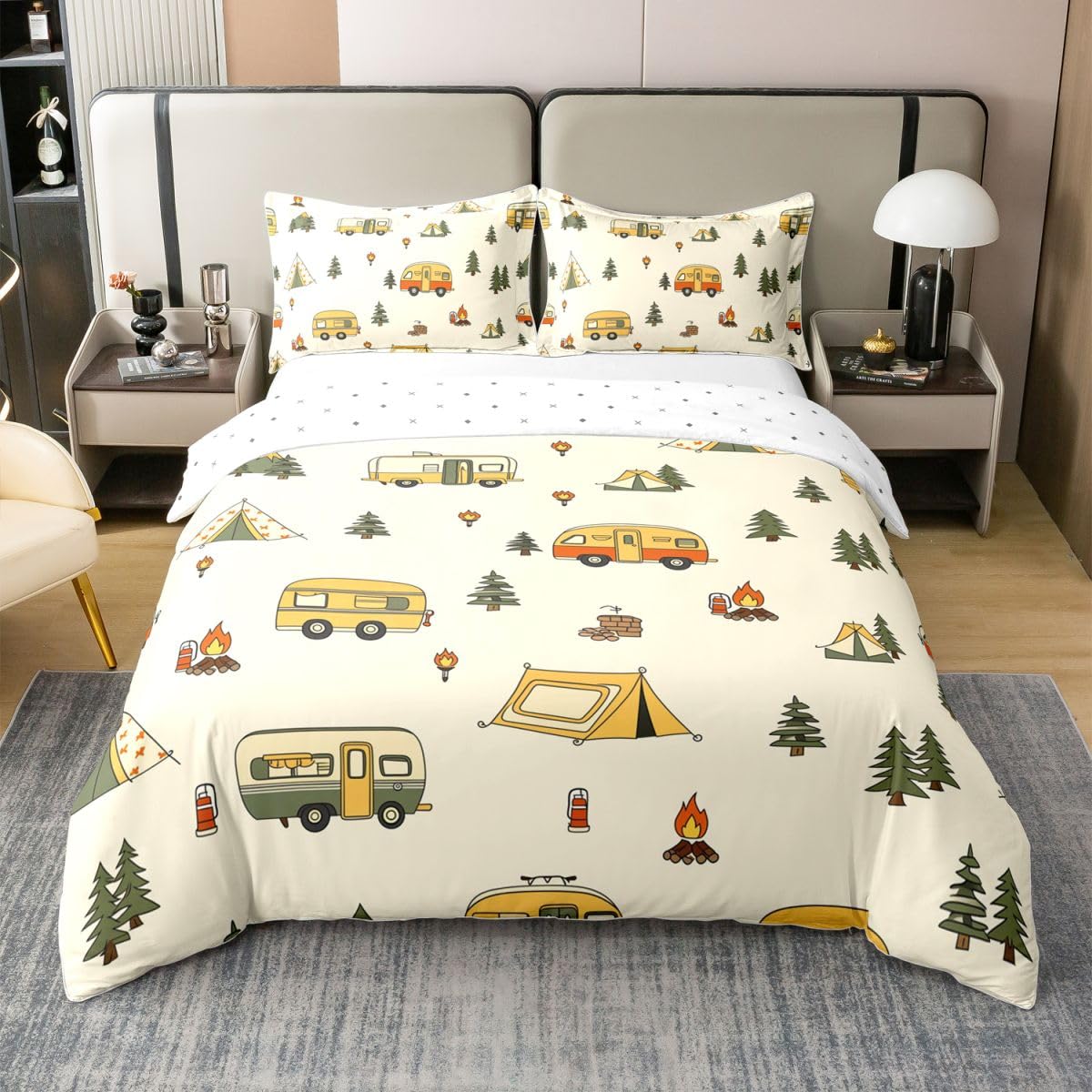 Housse de Couette 200x200 Enfant Coton Camping Homewish
