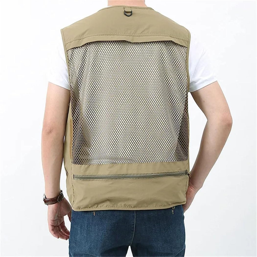 Men’s Outdoor Hiking Fishing Photo Cargo Vest Summer Lightweight Breathable Multi Pocket Work Jacket
