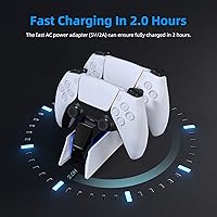 Vista 3 de Estación de carga de controlador PS5 con base de carga rápida dual PS5 cargador para Playstation 5 Dualsense Wireless Controller Accessories - LED