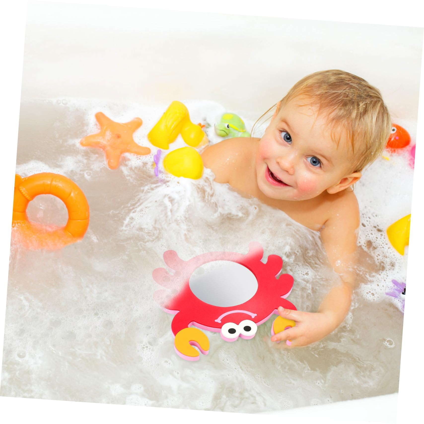 Supvox 12 Stück Teiliges Schwimmendes Badespielzeug mit Cartoon Spiegeln Frosch und Krebs Design Kleine Badewannenspielzeuge für Ab Jahren zur Spielerischen Farb und Tiererkennung für