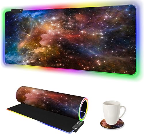 AIMSA Alfombrilla de mouse grande para juegos RGB alfombrilla de mouse LED para teclado extendida de 354 x 158 pulgadas base de goma antideslizante