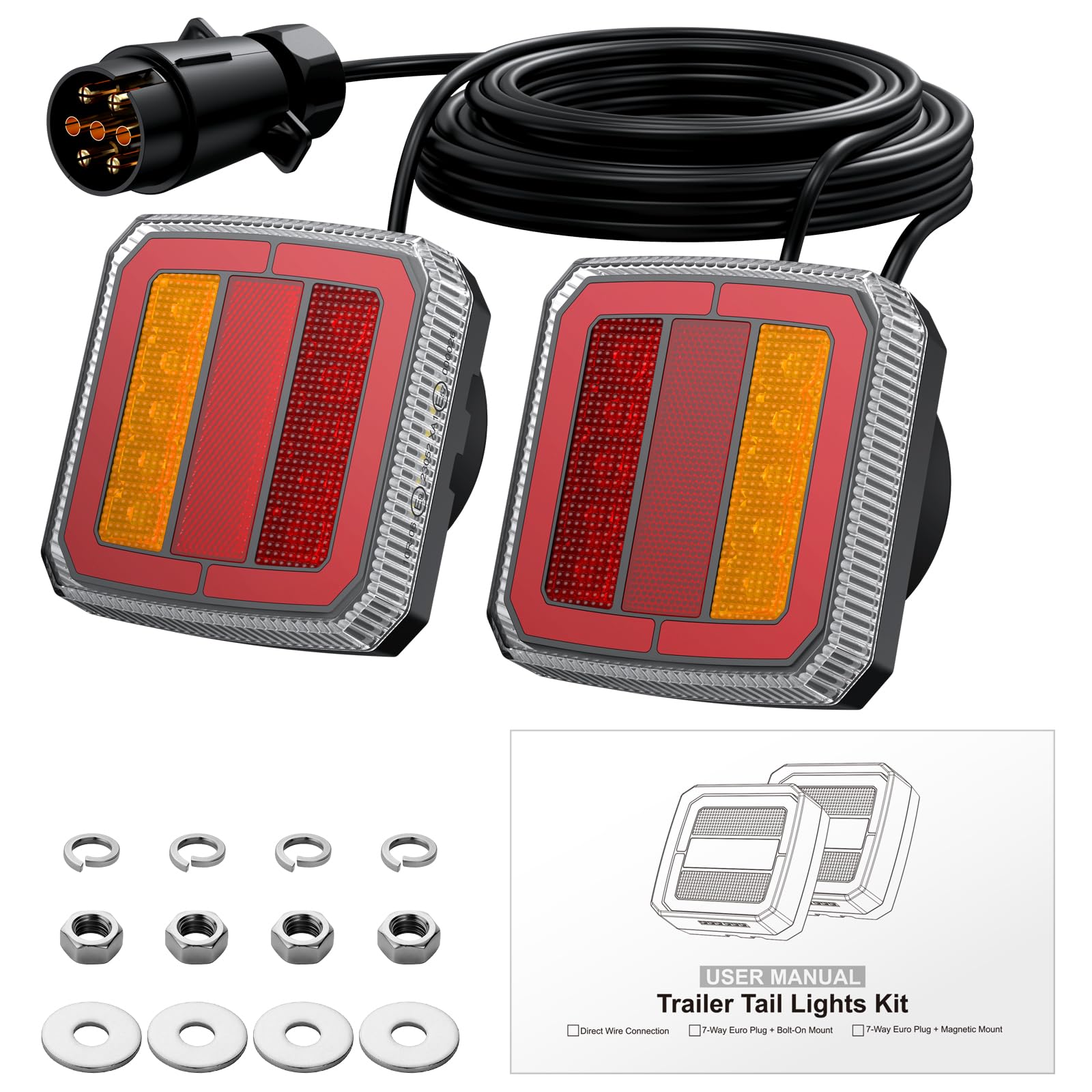 Justech 2 Pezzi Luci LED Posteriori Rimorchi 40LED Super Luminoso Fanali Posteriori 12V/24V Impermeabile Universali per Auto HGV Camion Trattore Caravan Rimorchi -E-Mark