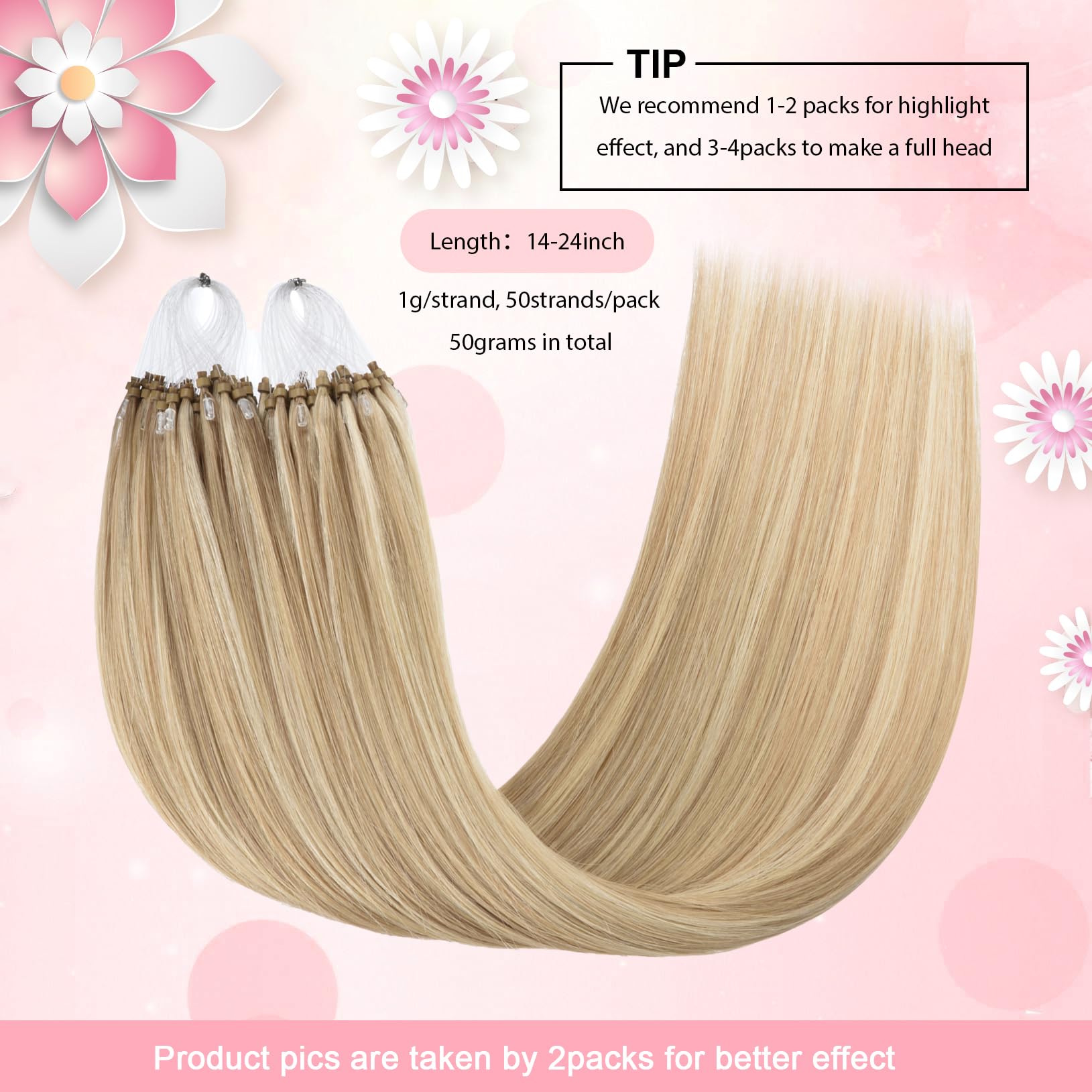 Amazon.com : Senmy Micro Links Hair Extensions Human Hair 1g  display picture 2