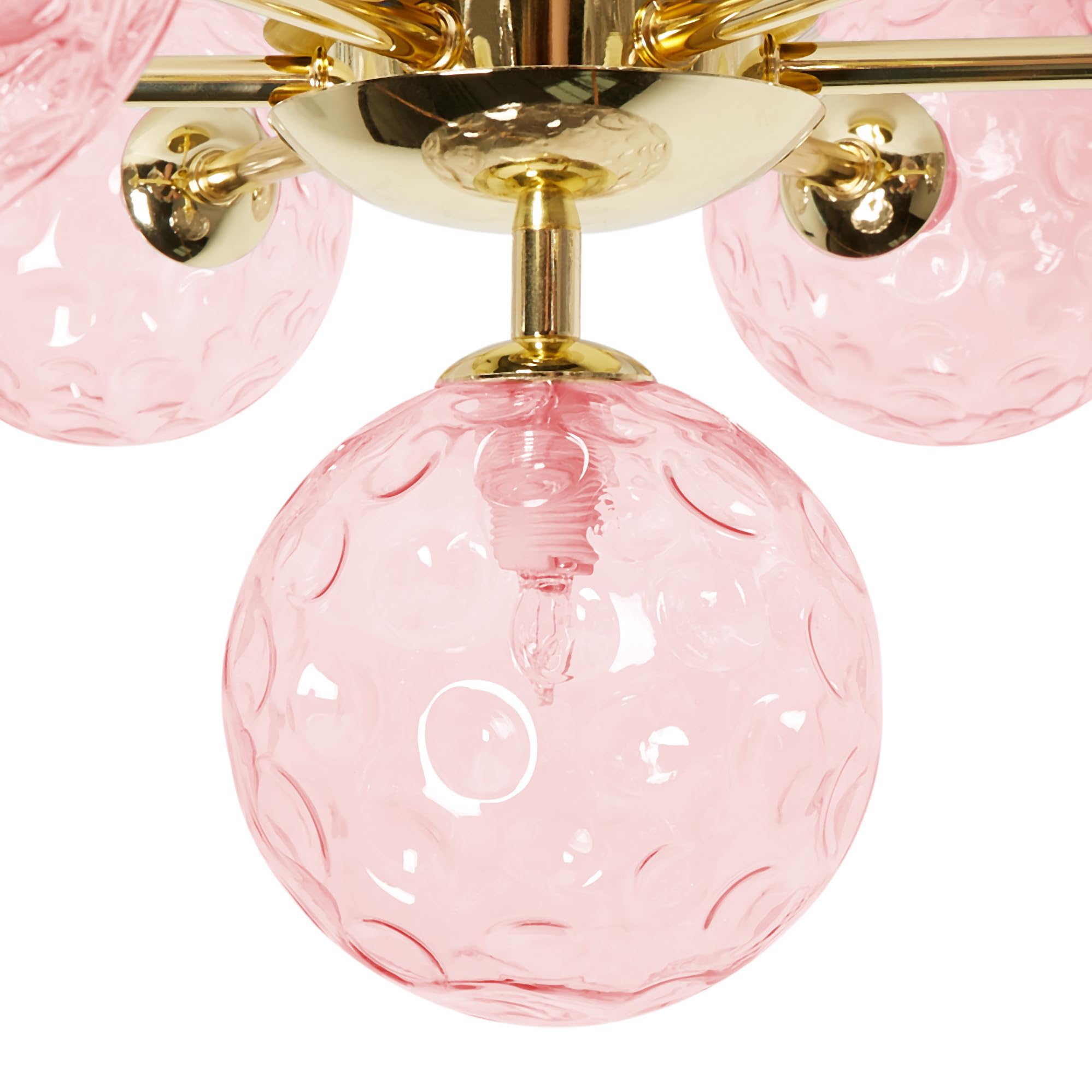 Deckenleuchte mit Kugel Glasschirmen rosa / gold glamourös 7-flammig Anadyr
