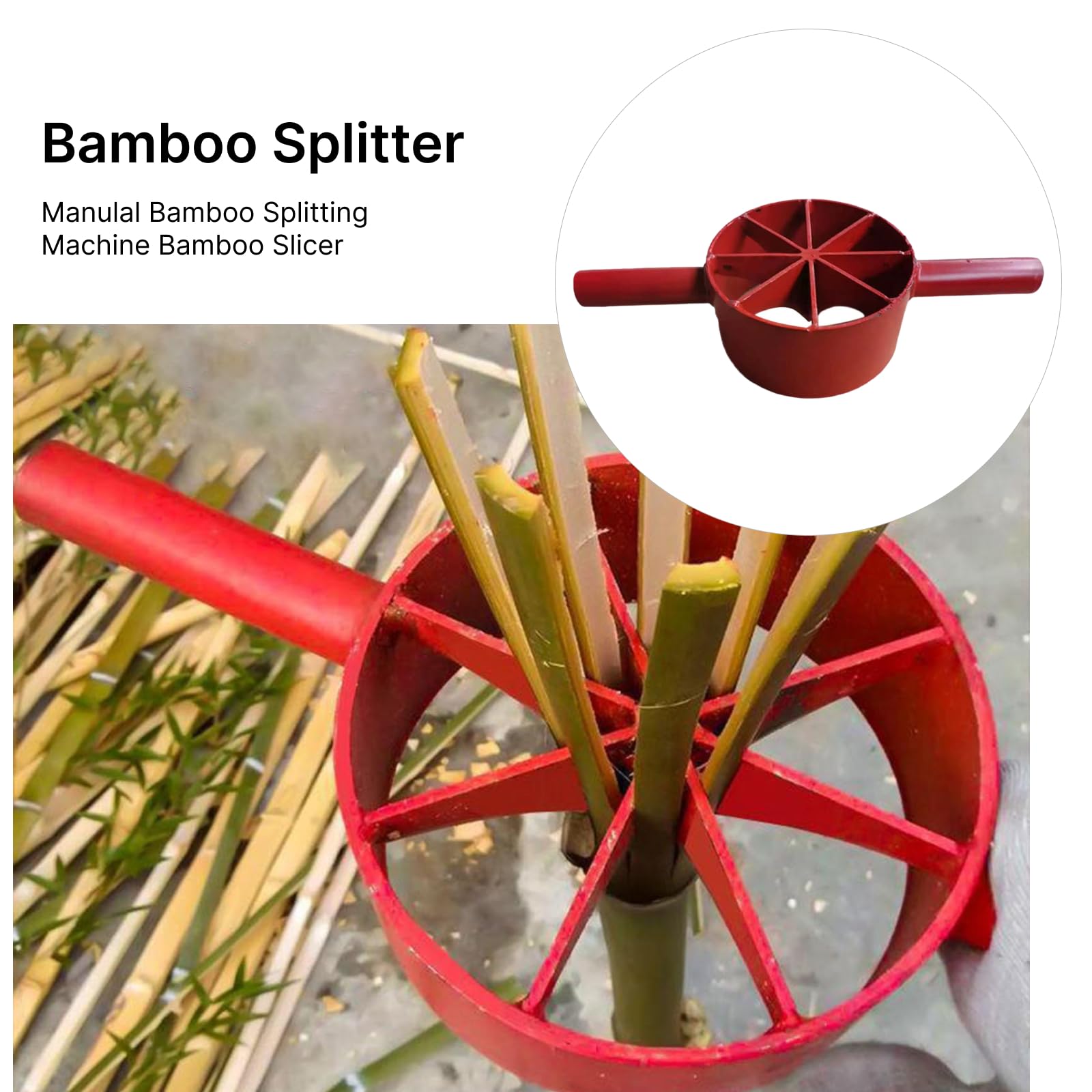 Fendeur de Bambou Manuel en Acier, Machine à Couper Bambou Portable, Conception Ergonomique, Outil Compact pour les Artisans à Domicile, Artisans, Ferme, Jardin, 8 Couteaux