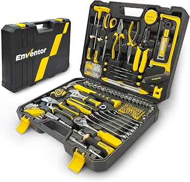 ENVENTOR 220 PCS Home Tool Kit & 14 PCS Wrench Set Metric 6-19mm