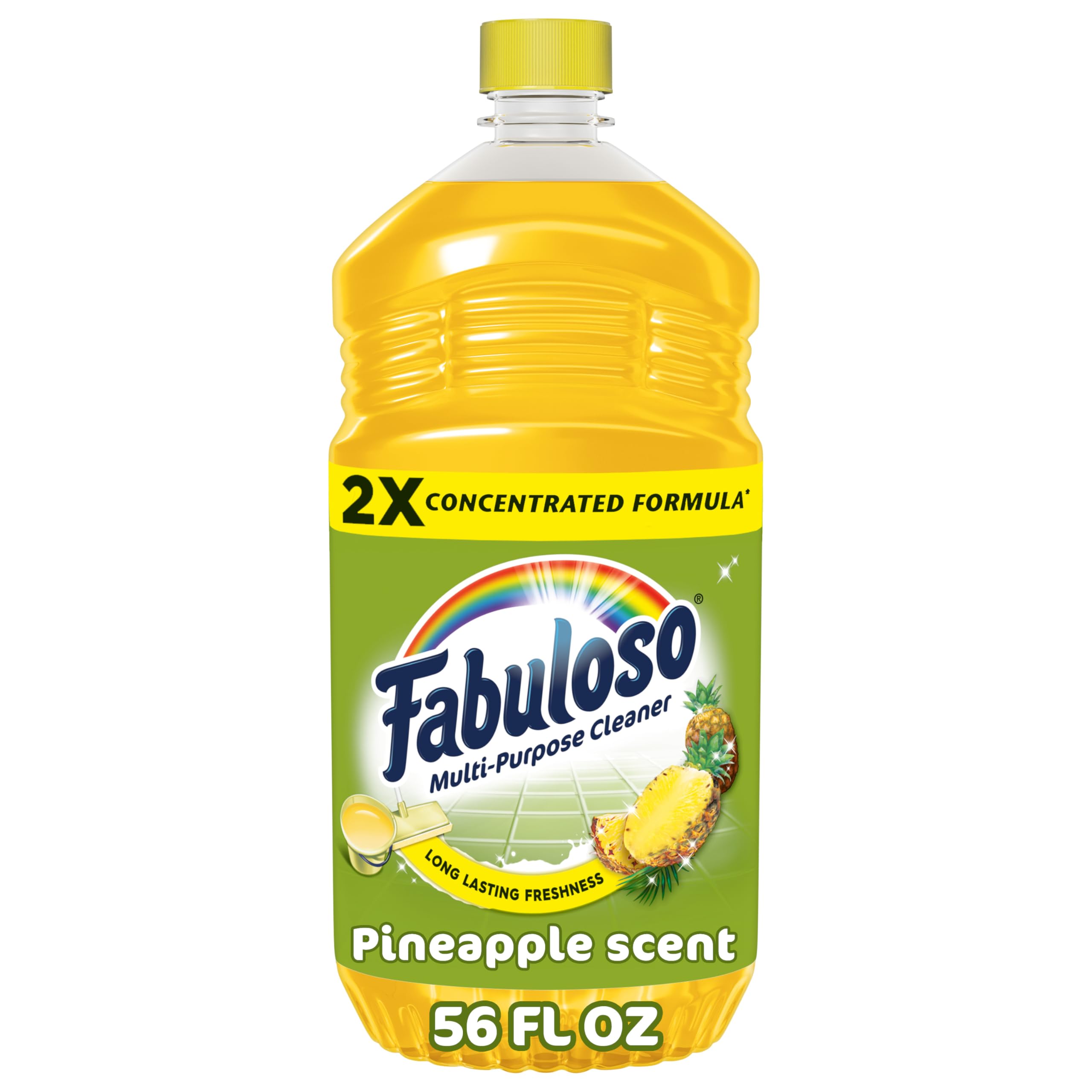 Fabuloso Multi-Purpose Cleaner, 2X Concentrated Formula, Floor Cleaner, Pineapple Scent, 56 fl oz Pineapple 56 Fl Oz (Pack of 1)