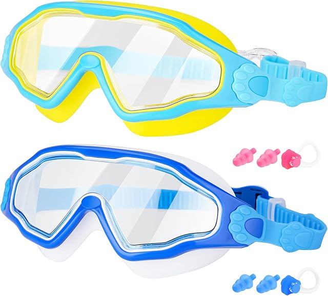 EasYoung Kids Swimming Goggles - 2 Pack Kid Swim Goggles for Boys Girls Junior Children age 6-14, Quick Release Strap Anti-Leak Goggles for Child