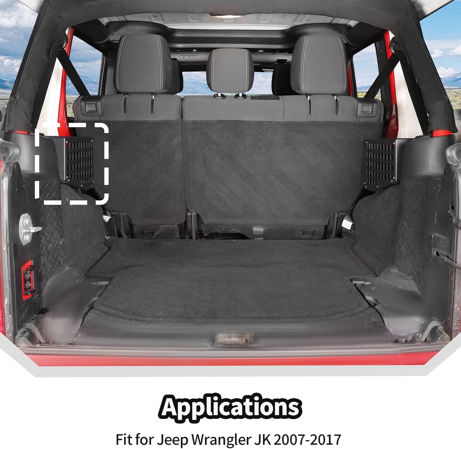 JeCar Aluminum Alloy Trunk Wheel Weel Molle Storage Organizer for 2007-2017Jeep Wrangler JK JKU (Driver Side)