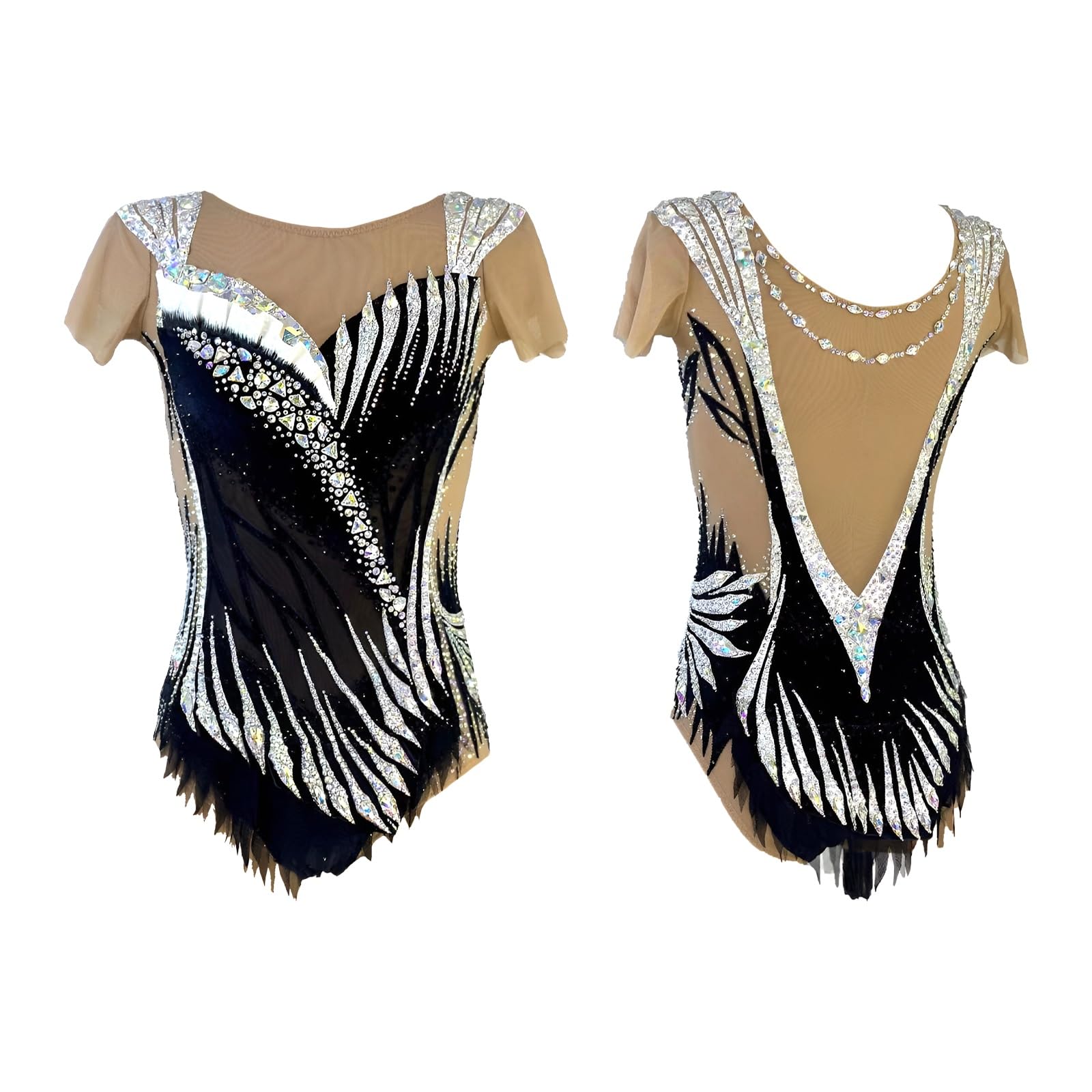 Body Da Ginnastica Ritmica For Ragazze Con Personalizzazione Con Strass, Spandex, Mezze Maniche, Abbigliamento Sportivo For Prestazioni