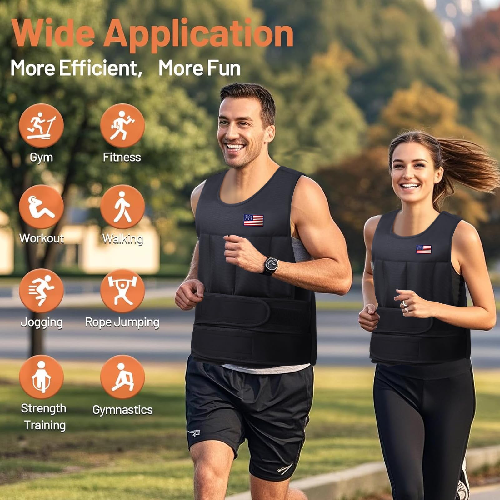 Wolliwa Adjustable Weighted Vest for Men Women,2-20 Lbs Adjustable Weights Weighted Vest with Straps Running Weight Vest Walking Strength Training Fitness,Black,14 PCS Sandbags,Each 1.27 Lbs