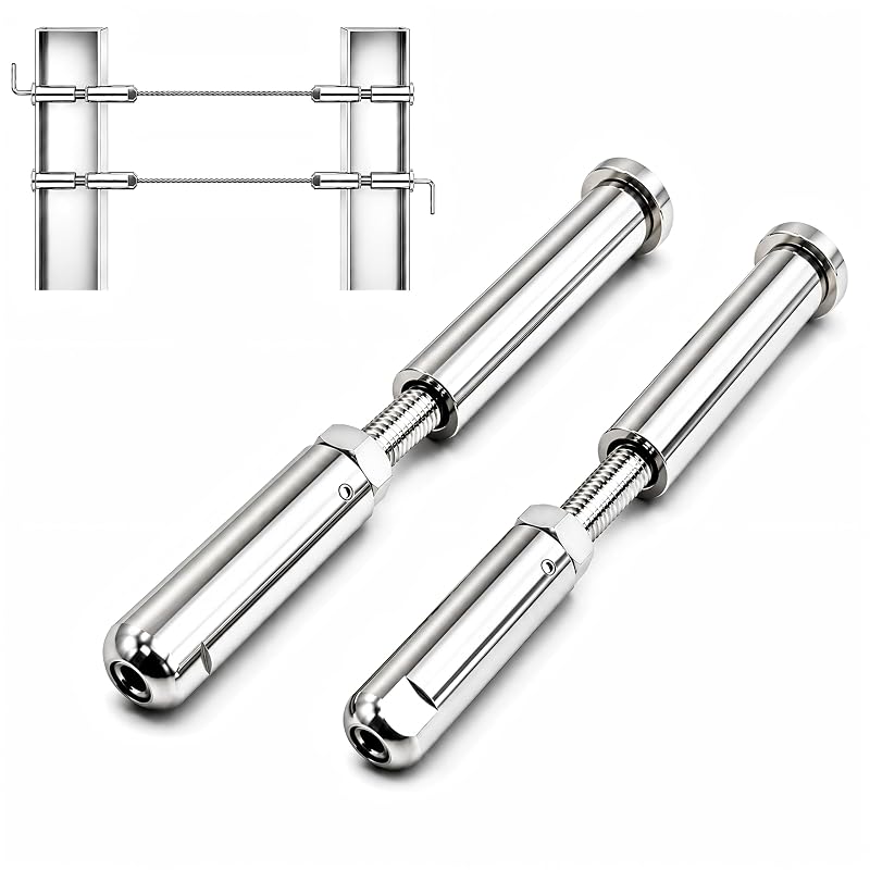 Tensionador de cabo para guarda-corpo com passagem para poste MR. RAIL, sem crimpagem, para cabo de 3,18 mm, MR-06, conjunto com 2 unidades