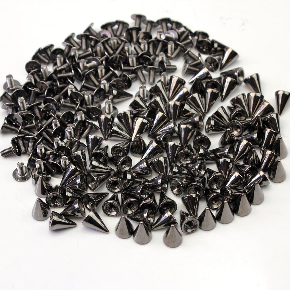 AllCraft Lot 3/8" Gun Black Spots Cone Screw Metal Studs Leathercraft Rivet Bullet Spikes