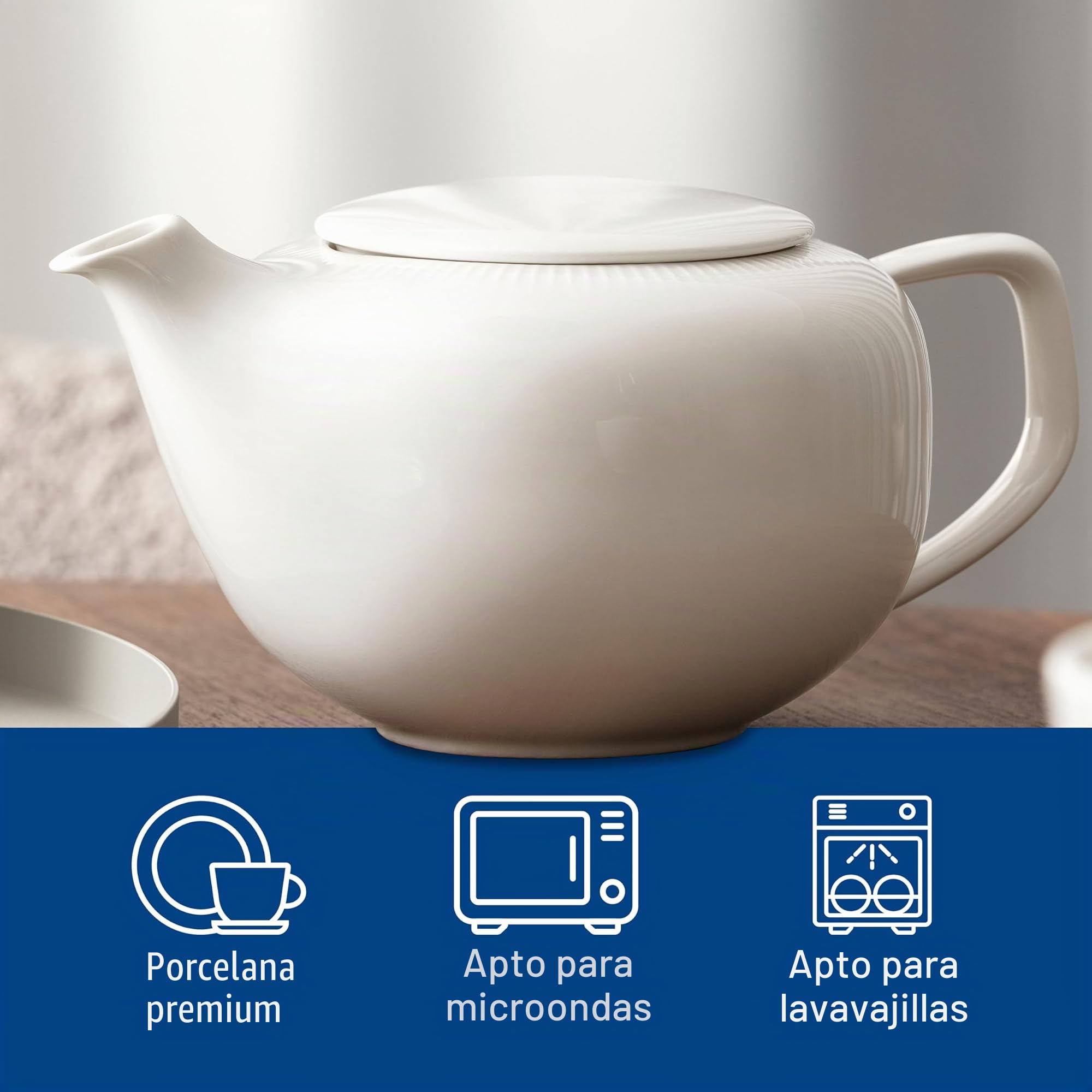 Villeroy & Boch - Afina tetera con tapa y filtro, tetera de porcelana Premium, Made in Germany, apta para lavavajillas y microondas, blanca