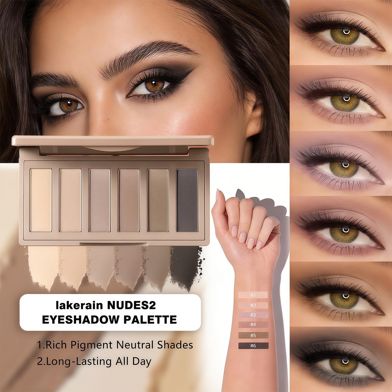 Kit di trucco da viaggio completo con bastoncino di burro in polvere e 6 ombretti, per un'applicazione rapida in viaggio, set cosmetico multiuso