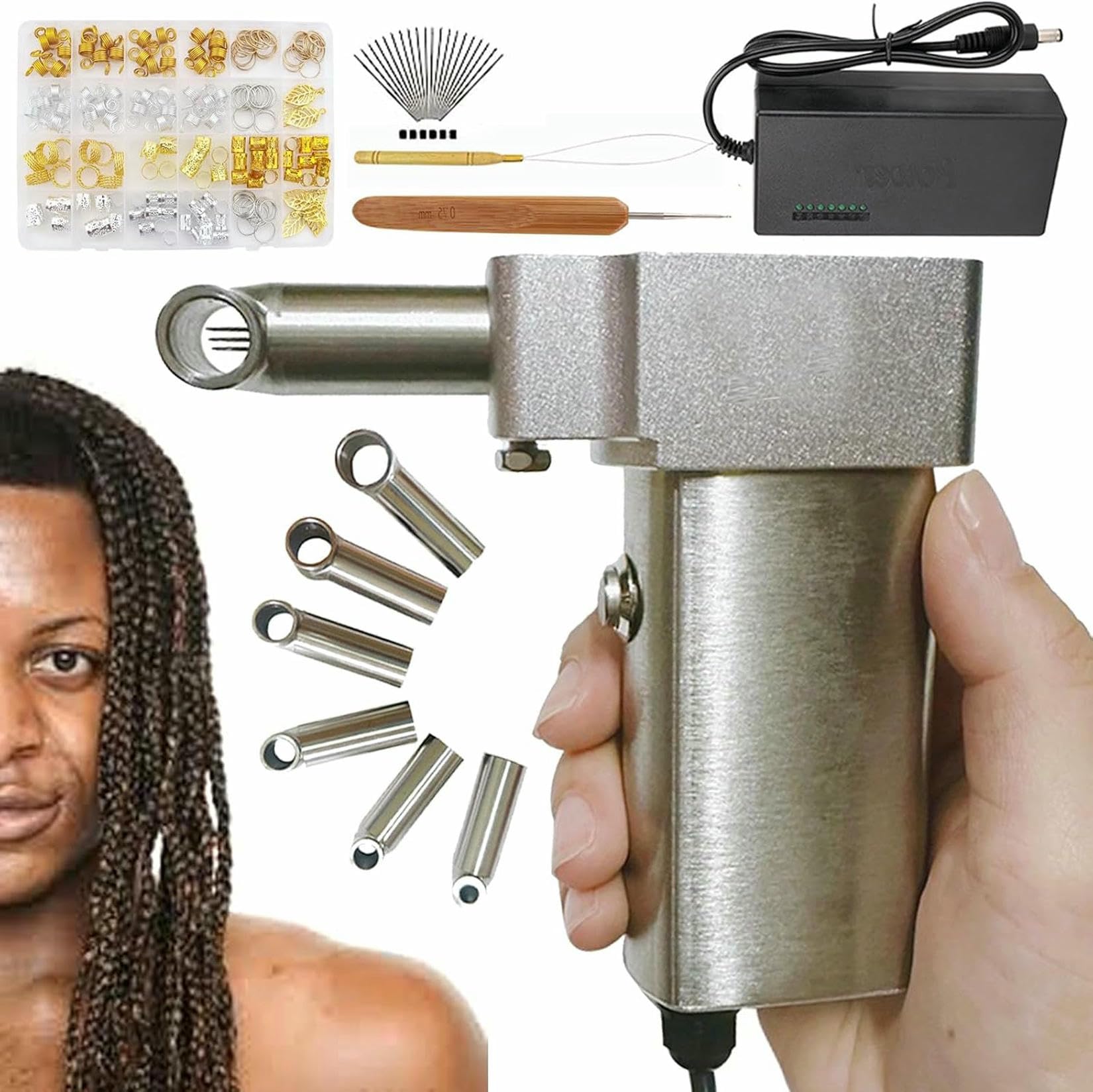 Machine dreadlocks électrique à 6 tubes pour un tressage rapide à épaisseur uniforme