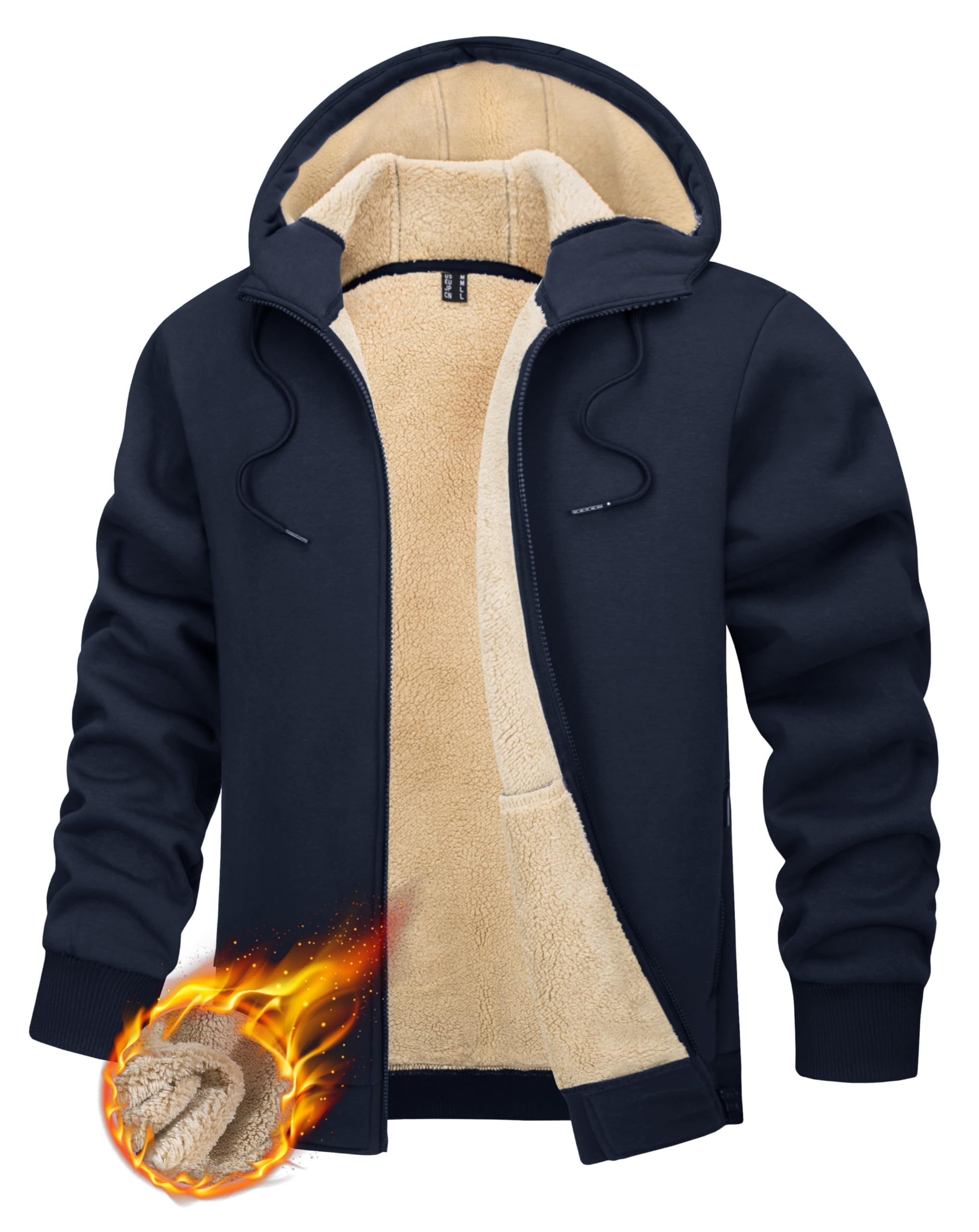 TACVASEN Uomo Giacca in Pile Felpato Giacca Invernale Calda Sport Streetwear