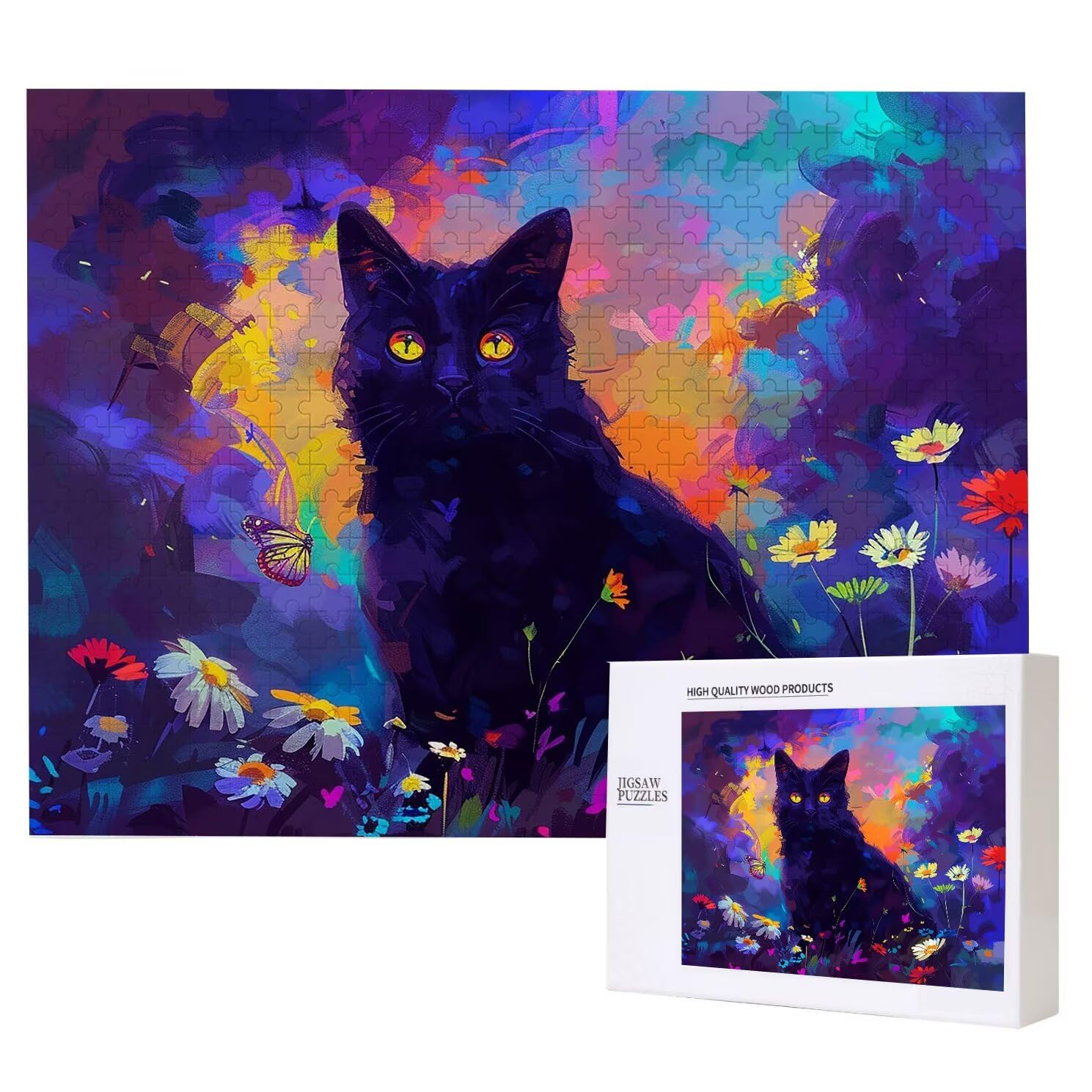 Puzzle dla dorosłych, 6000 sztuk, trudne drewniane puzzle, gra, gra logiczna, gra ręczna, dekoracja rodzinna, kreatywna rozrywka, prezent 105 x 179 cm kot kwiaty 5 K0F-861