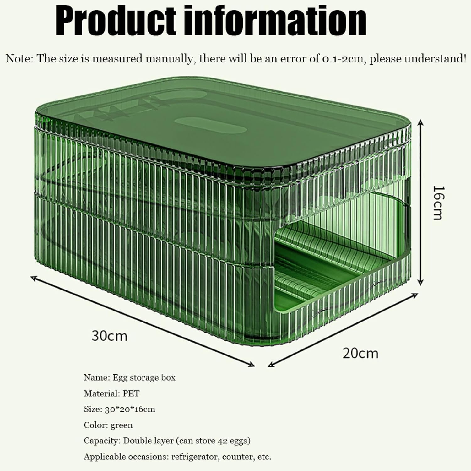 Double Layer Egg Storage Box,Egg Holder for Fridge,Egg Storage for Countertop,Egg Organizer,Egg Dispenser for Refrigerator,Egg Tray for Refrigerator,for Refrigerator