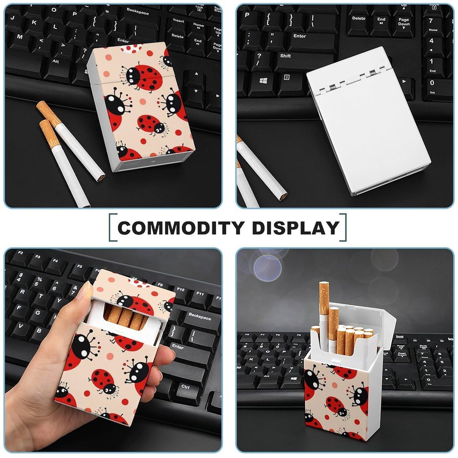 Hard Plastic Cute Ladybug Cigarette Case Travel Cigarette Holder with Snap Lid Moisture-Resistant & Crush-Proof Cig Case Pocket Friendly Reusable Storage Box Smoking Accessories image 5