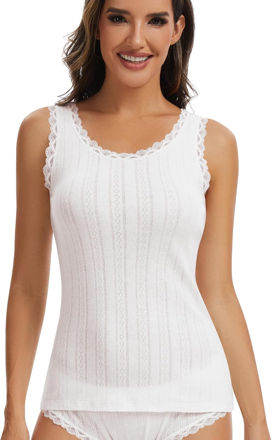 Lace Camisole for Women Cotton Tank Tops Airy Soft Comfy Stretch Cami Undershirt for Layering