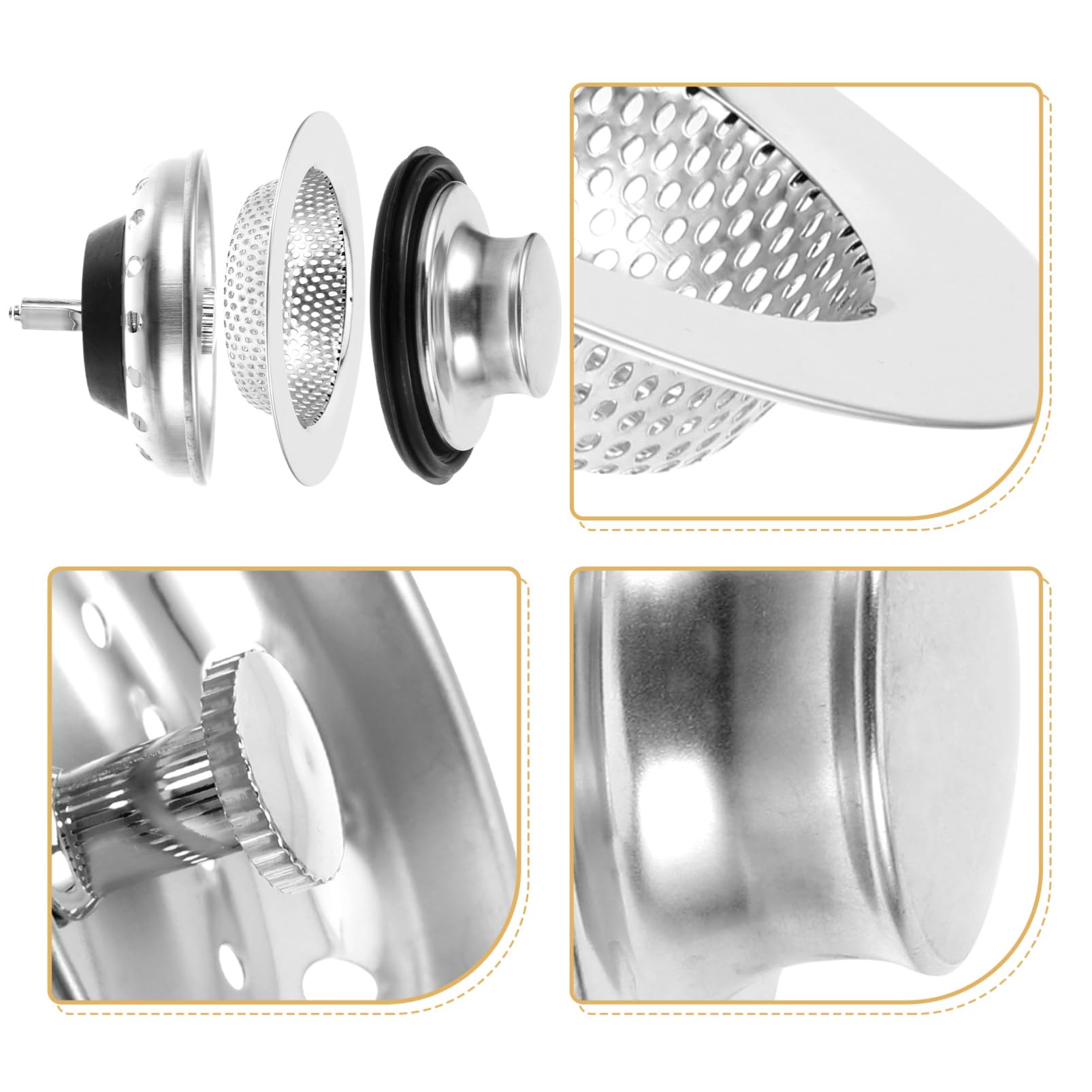 NUOBESTY 5 Juegos Enchufe De Sello De Agua para Lavavajillas Sumideros Filtrar Colador Drenar Accesorios Fregadero Escurreplatos Plata Acero Inoxidable