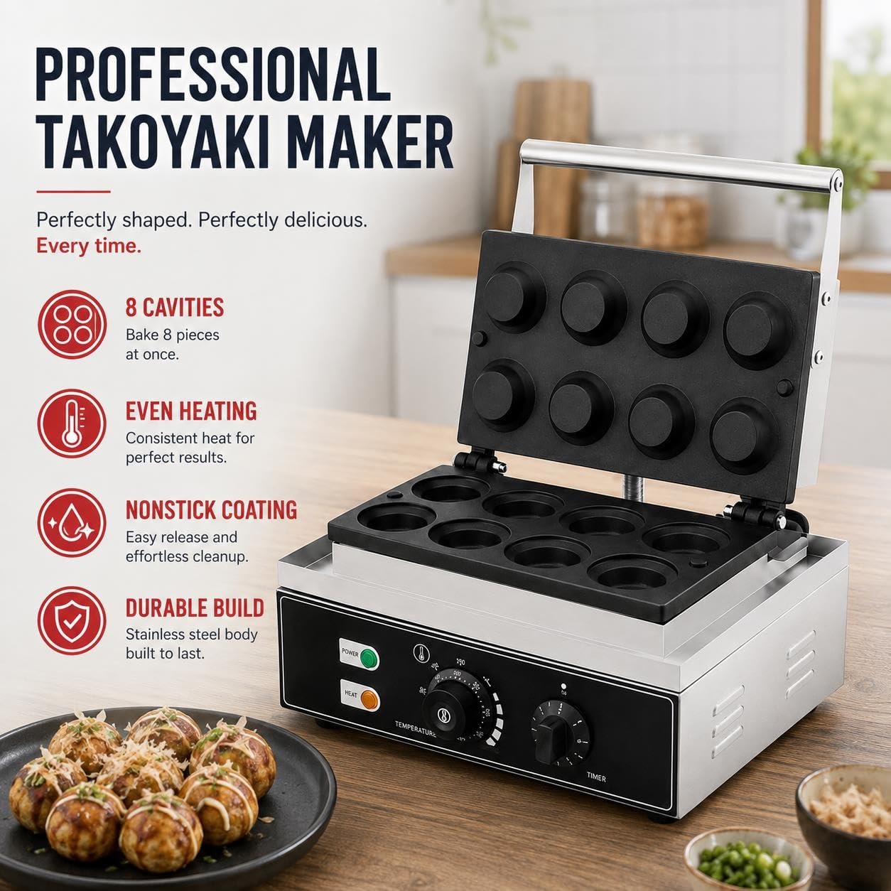 Tartillera De Doble Calentamiento, Horno De Repostería De 8 Puertos 1550W