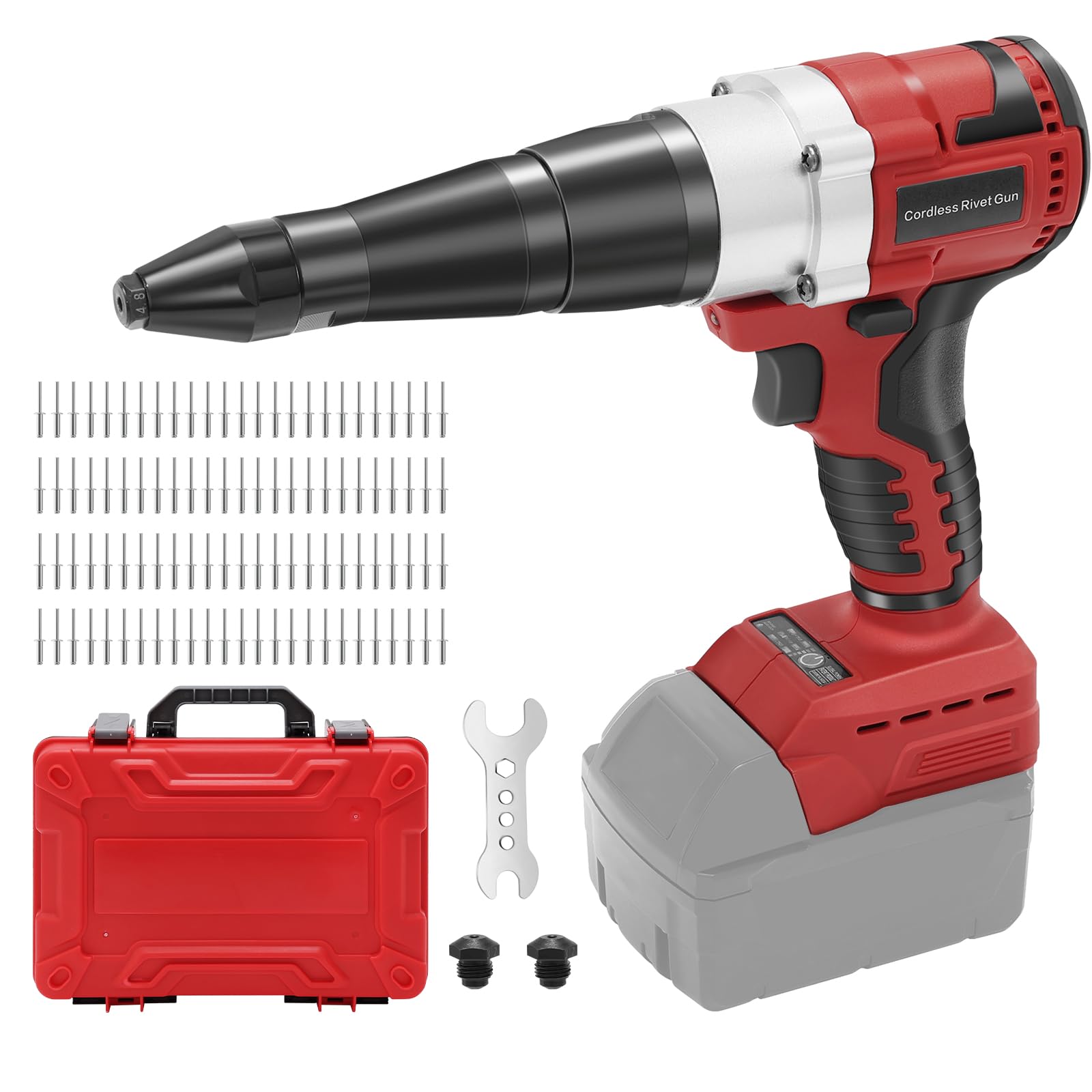 Pistola Remachadora inalámbrica para batería Milwaukee de 18 V máximo, Pistola de Remache eléctrica automática sin escobillas para Remaches de 1/8 Pulgadas, 5/32 Pulgadas, 3/16 Pulgadas, con 100