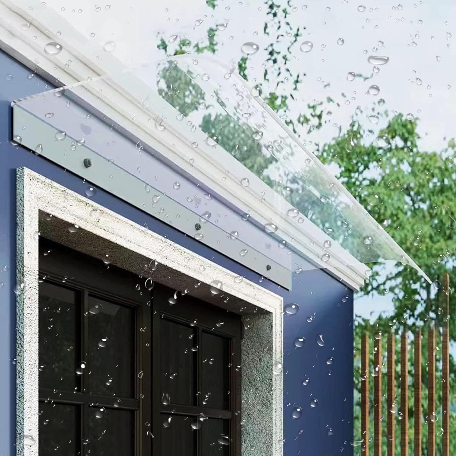 Heavy Duty Polycarbonate Door Canopy โ Modern Porch Rain Shelter, Outdoor Window Awning with UV & Snow Protection