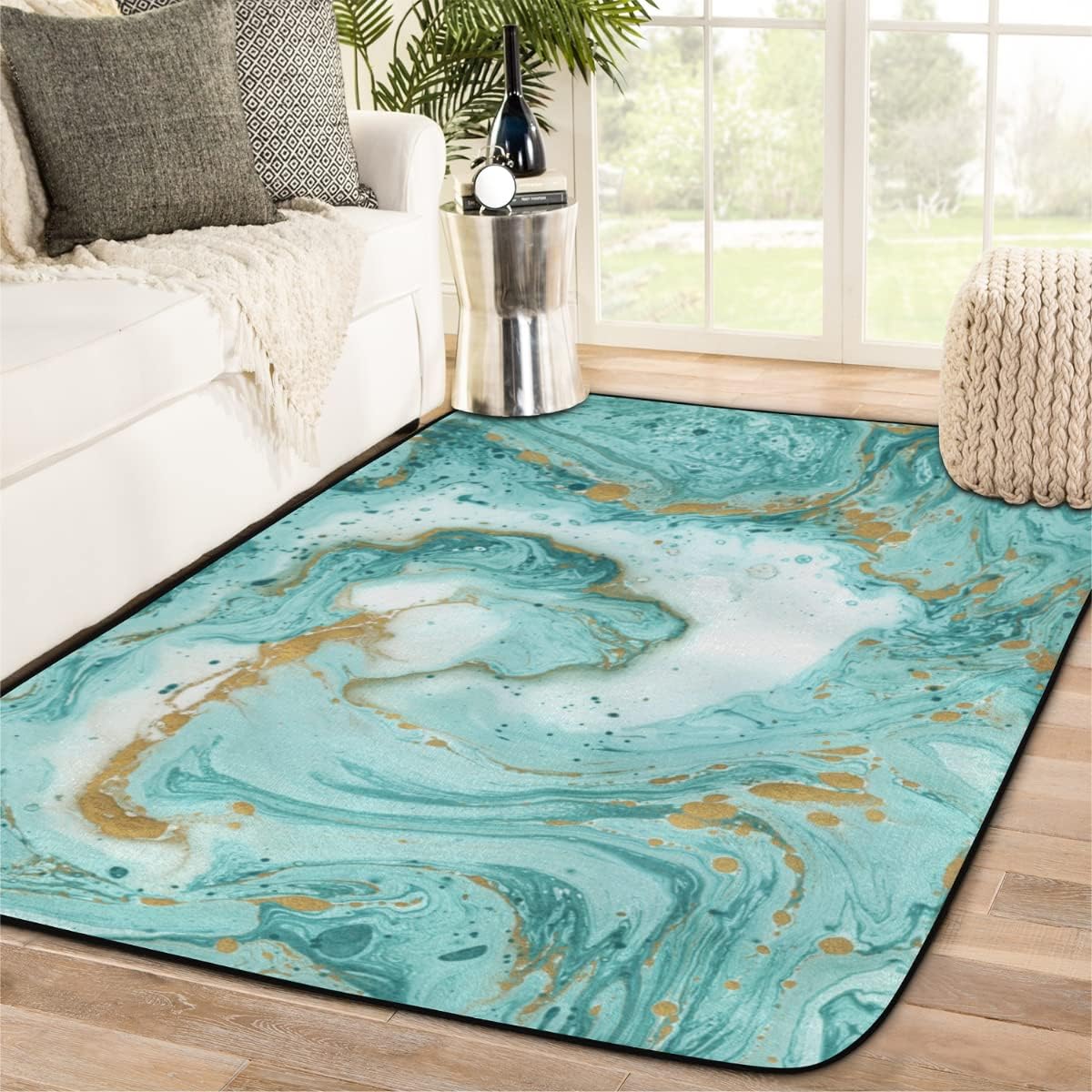 4' x 6' Ink Blue Paint Super Soft Area Rug for Kids Baby Nursery, Nursery Children Kids Girls Room Home Decorative, Fuzzy Rugs for Nursery