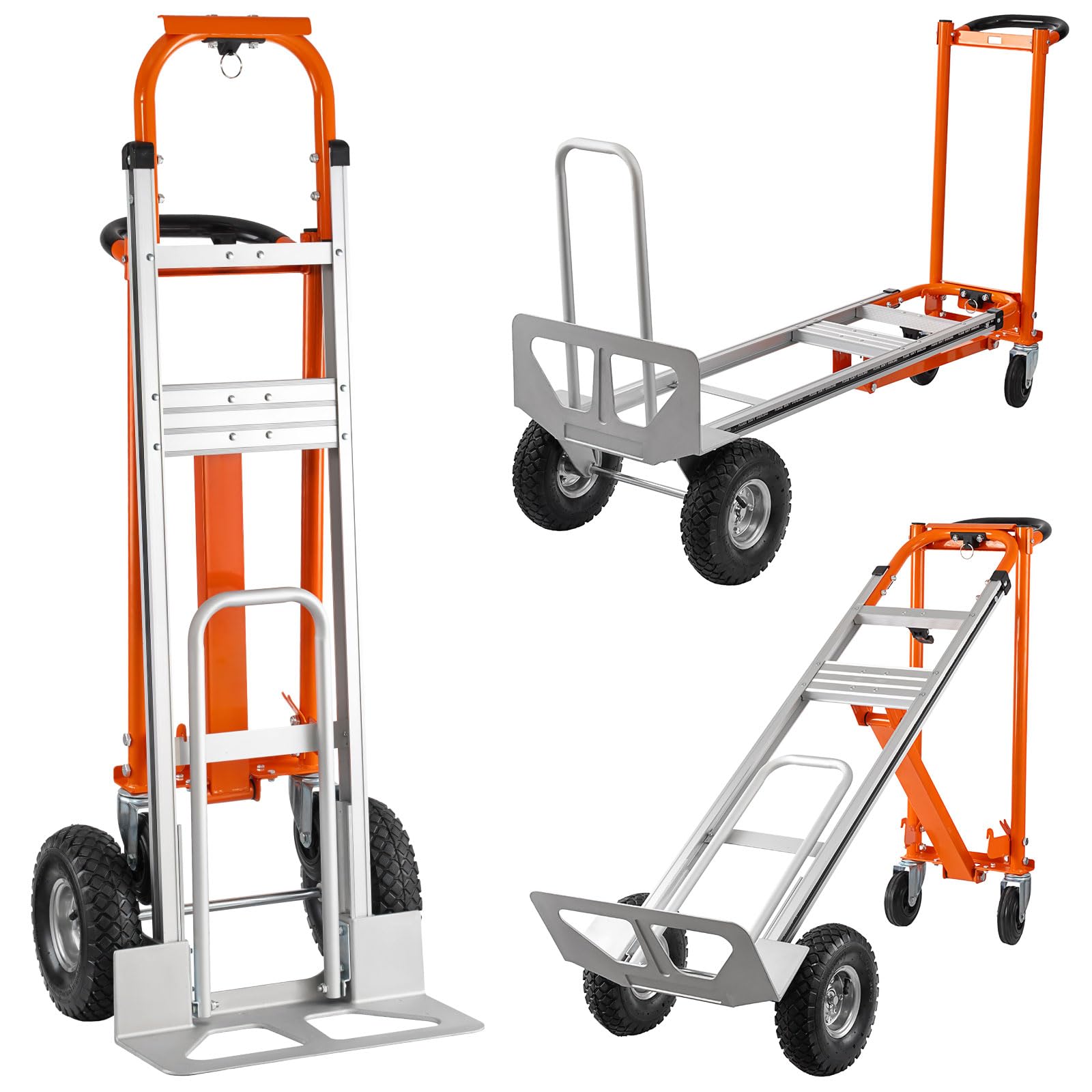 Hitgrand 3in1 Convertible Hand Truck, Aluminum Hand Trucks 880 lb Capacity, Utility Dolly Cart Converts from Hand Truck Dolly to Platform Cart 3 Positions for Transport & Moving with 10