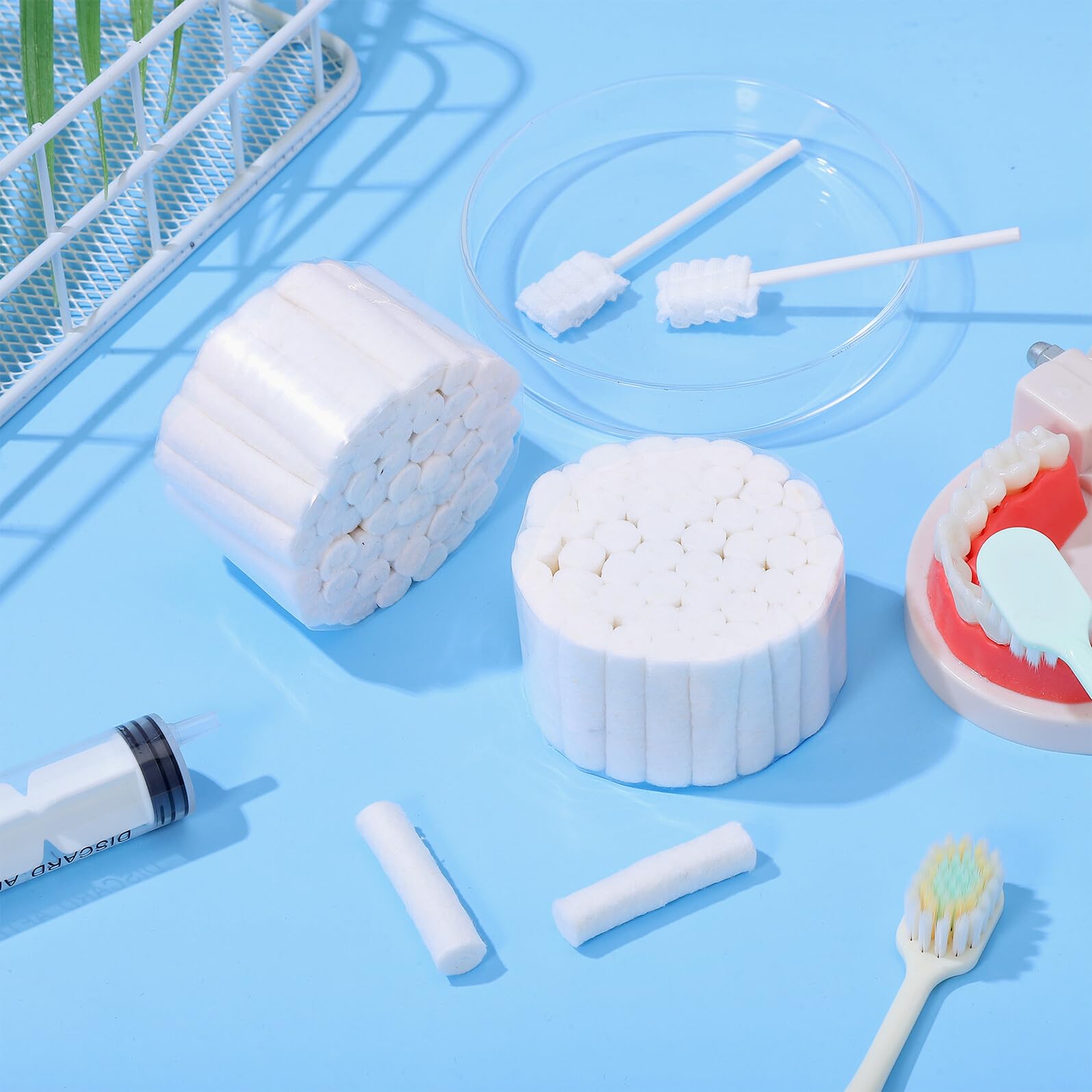 Tiras de Algodón Dental 5 Piezas 8x38mm Ligeras y Resistentes | Alta Absorción Hemostática, Uso en Lavado Bucal, Hogar y Clínicas Dentales, Ligero y No se Rompe Fácilmente