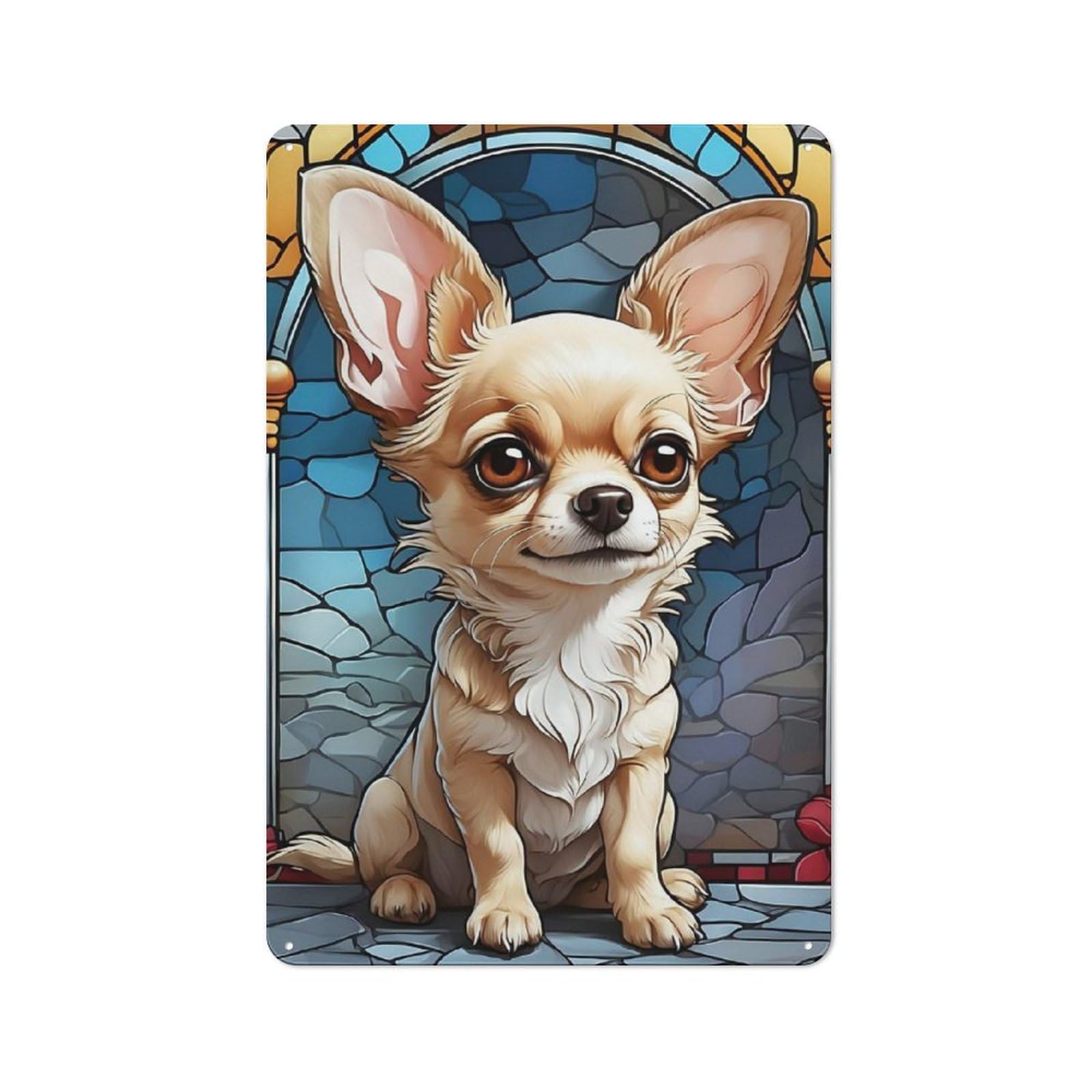 Junmoney Chihuahua Metal Plaque 30X20cm With For Garage Wall, Retro Decor, For Garage Decor Collectors Refreshing A Room In Autumn