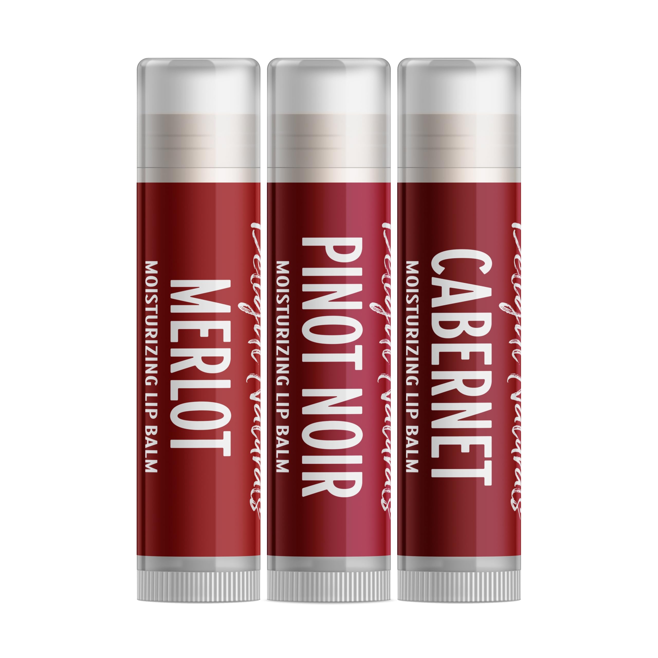 Delight Naturals Red Wine Lip Balm Gift Set - Merlot, Pinot Noir, and Cabernet.