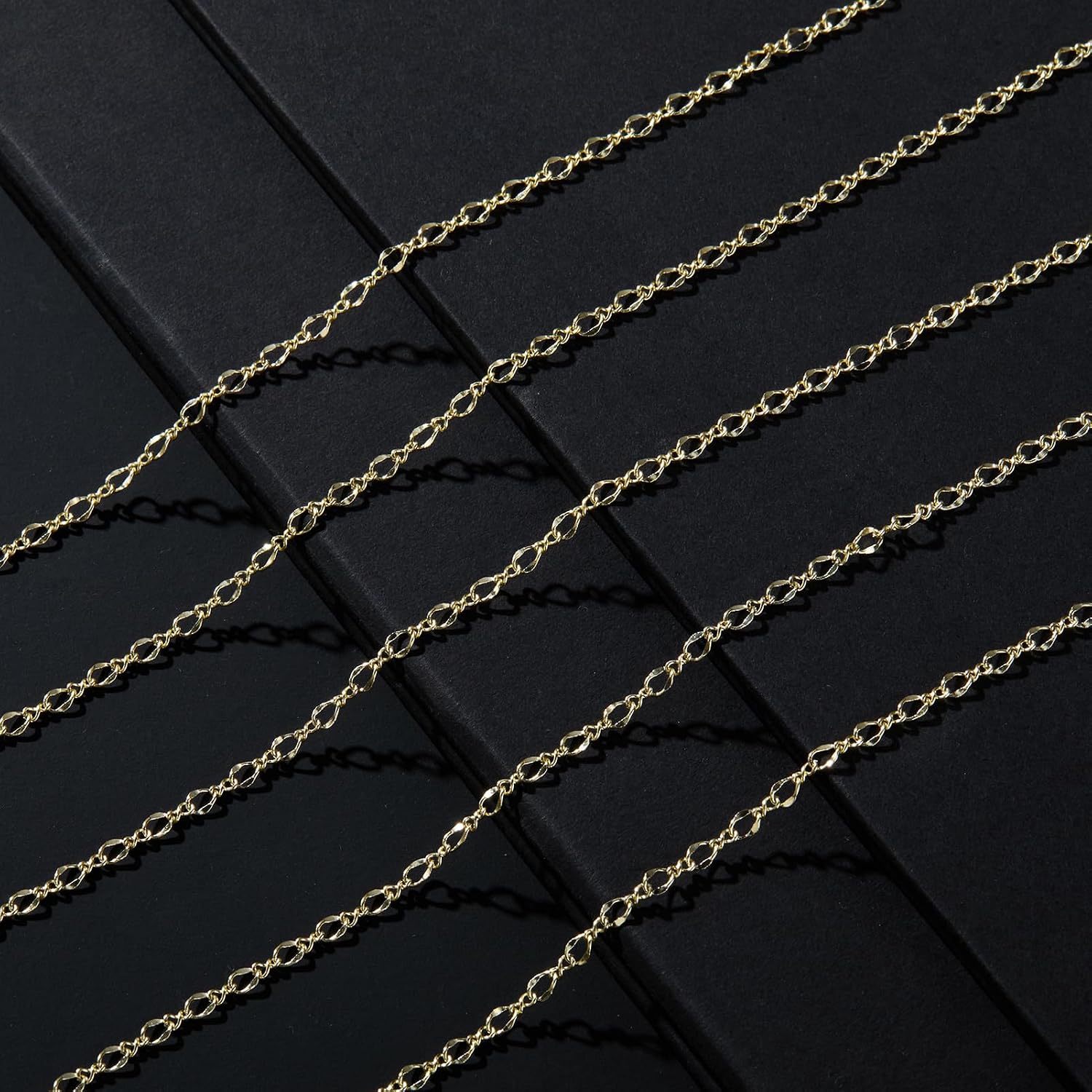 Crisjanggo 16 Feet Jewelry Making Chains 14K Gold Plated Brass Lip Chains for Women DIY Jewelry Making Supplies with Lobster Clasps and Jump Rings