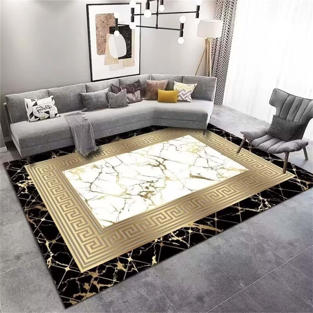 Tapis poil court facile à nettoyer avec imprimés naturels pour salon et couloir