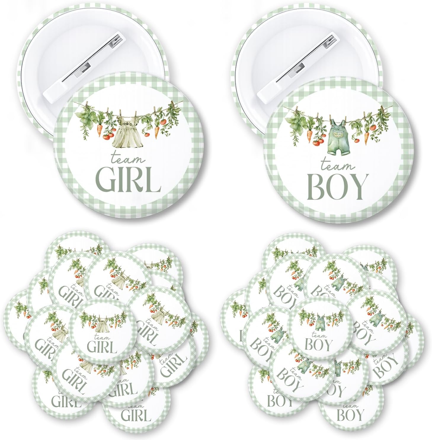 60-Piece Gender Reveal Themed Pin Set