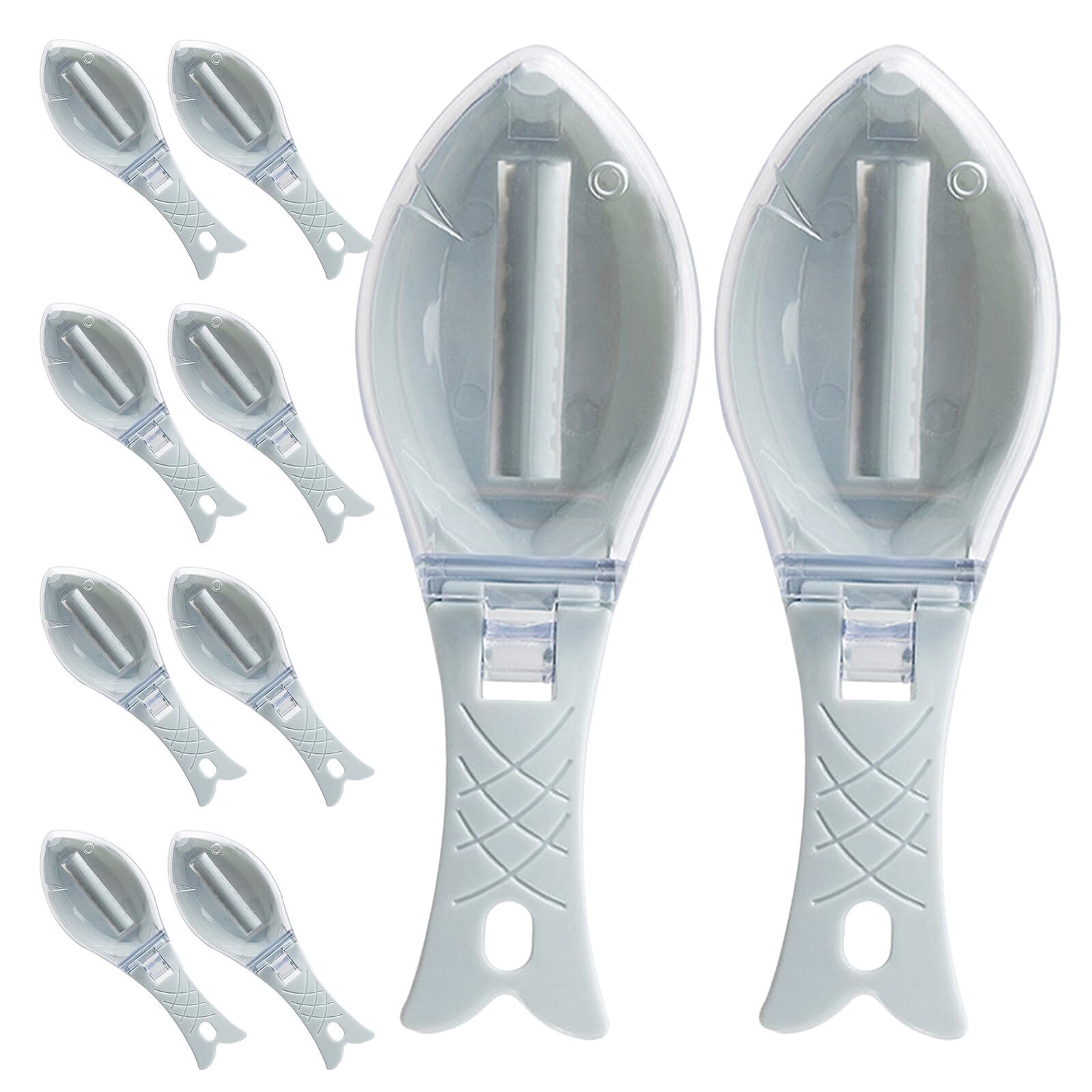 VICASKY 10pezzi Squamatore per Pesci Manuale con Coperchio Strumento per Rimozione delle Squame da Pesce per Cucina Casalinga o Ristorante Efficiente e Confortevole da Usare